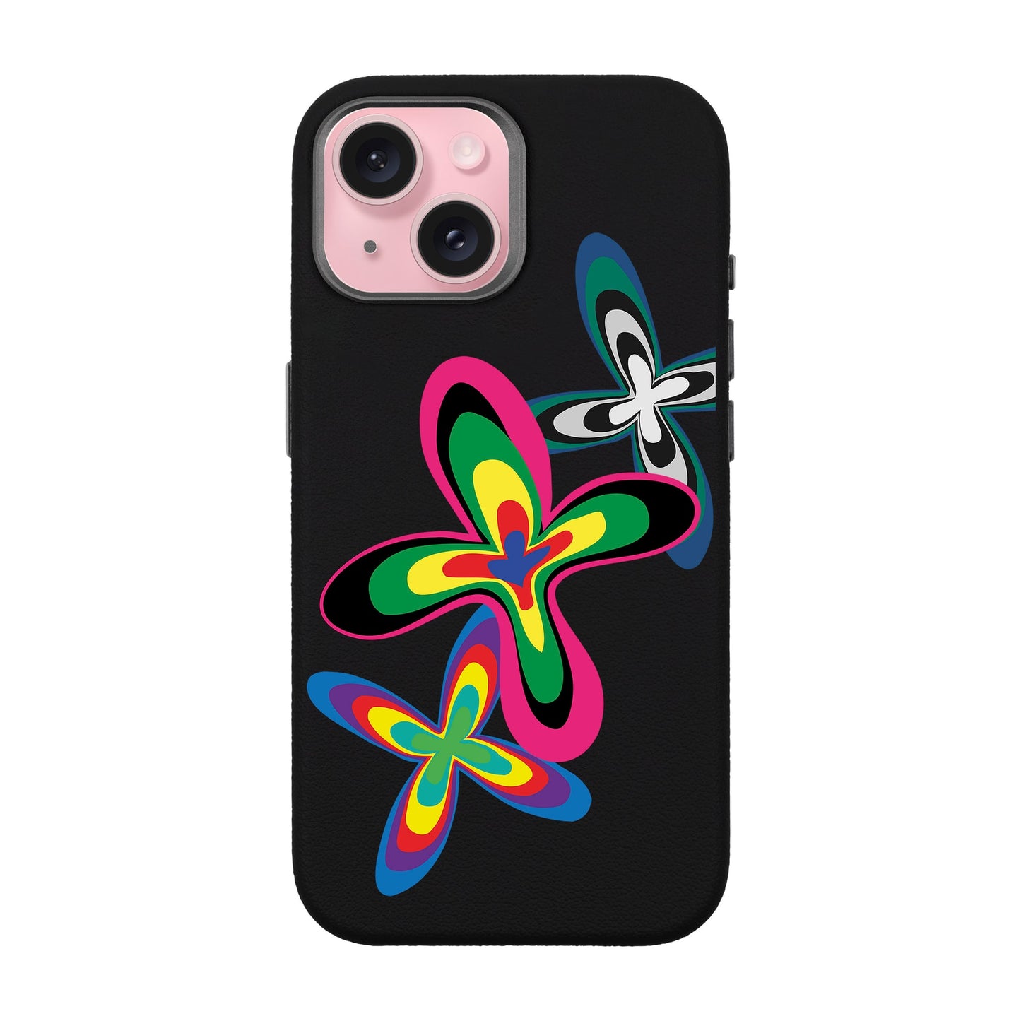 COLOR FLOWER-iPhone 15 Leather Premium Kılıf MagSafe Özellikli