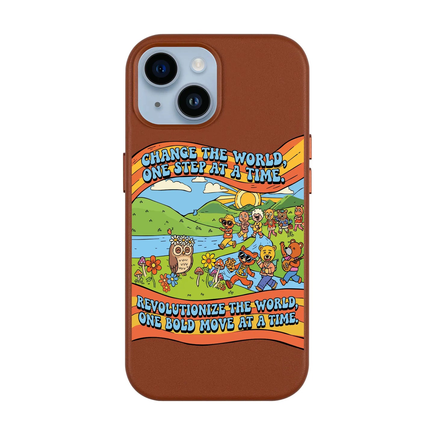 CHANGE THE WORLD-iPhone 14 Leather Kılıf MagSafe Özellikli
