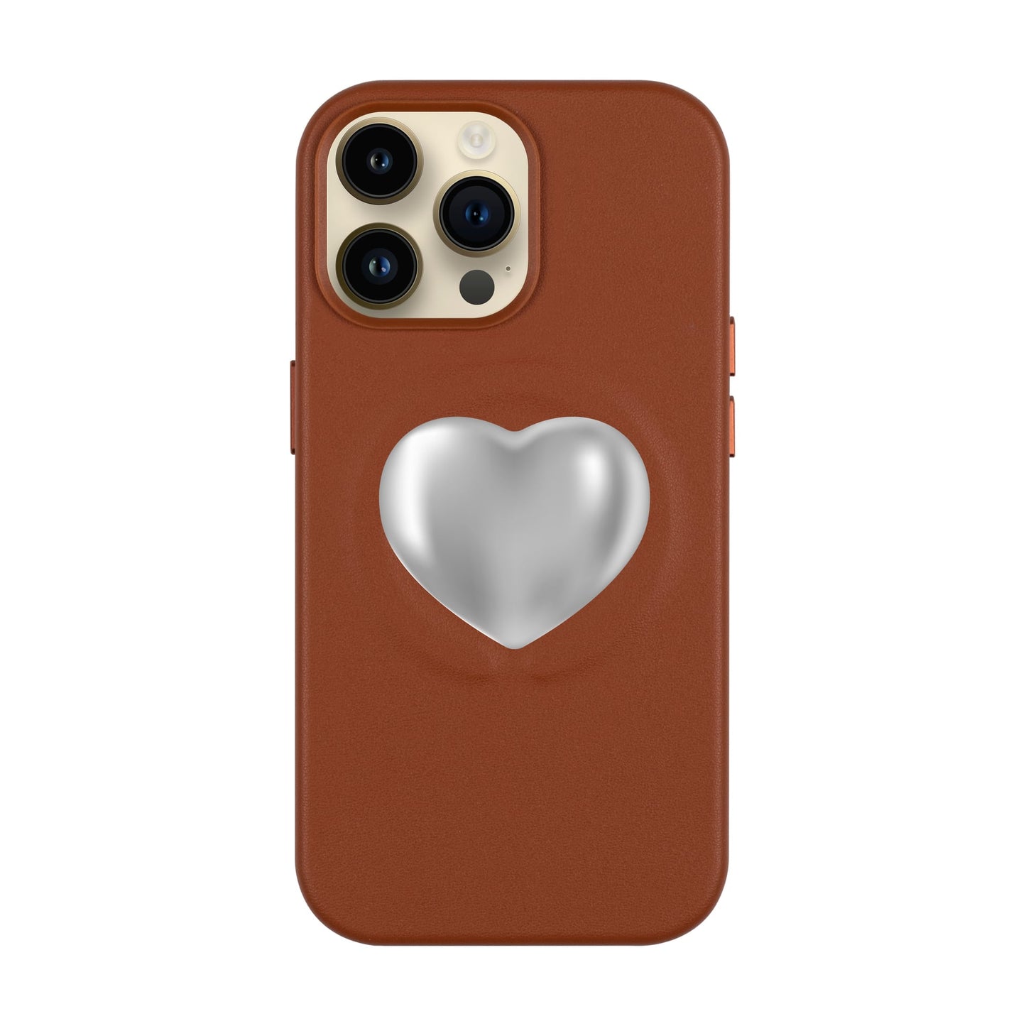 SILVER HEART-iPhone 14 Pro Max Leather Kılıf MagSafe Özellikli