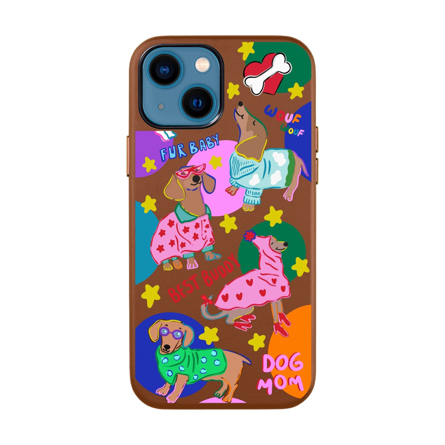DOG MOM-iPhone 14 Leather Kılıf