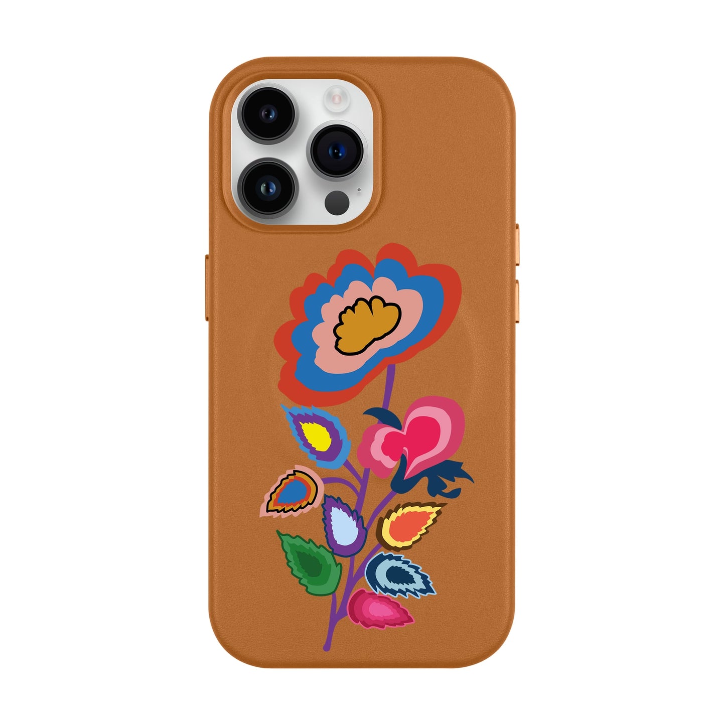 KNITTED FLOWER-iPhone 14 Pro Max Leather Kılıf MagSafe Özellikli