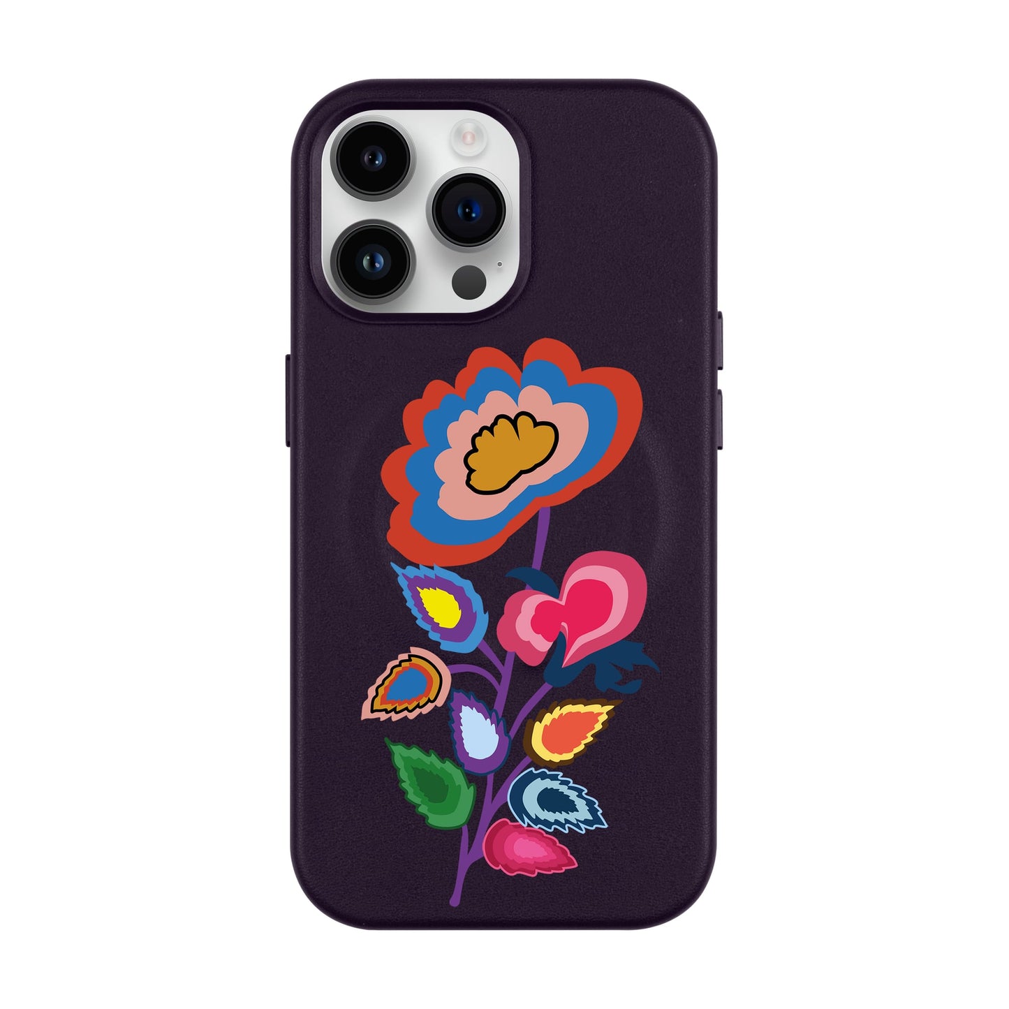 KNITTED FLOWER-iPhone 14 Pro Max Leather Kılıf MagSafe Özellikli