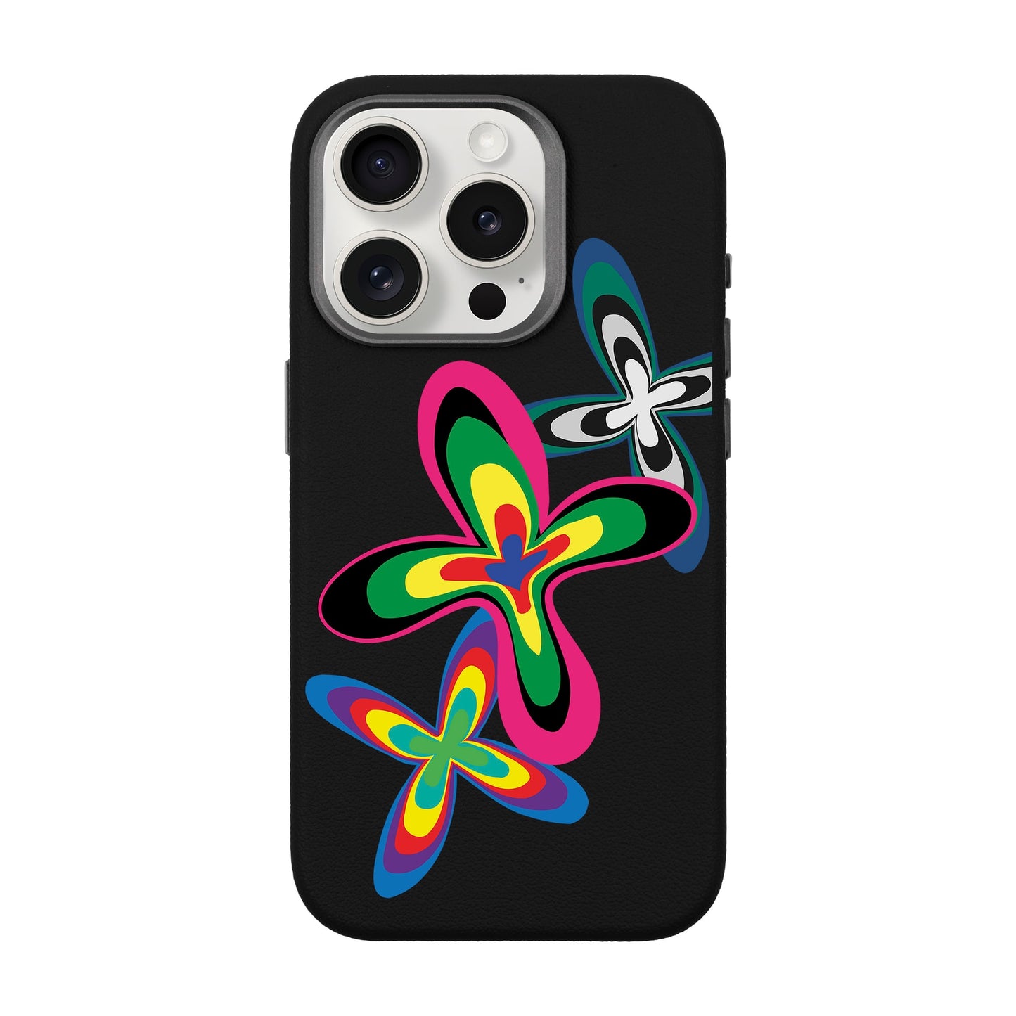 COLOR FLOWER-iPhone 15 Pro Leather Premium Kılıf MagSafe Özellikli