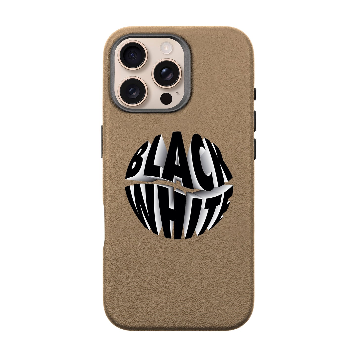 BLACK WHITE-iPhone 16 Pro Max Leather Premium Kılıf MagSafe Özellikli