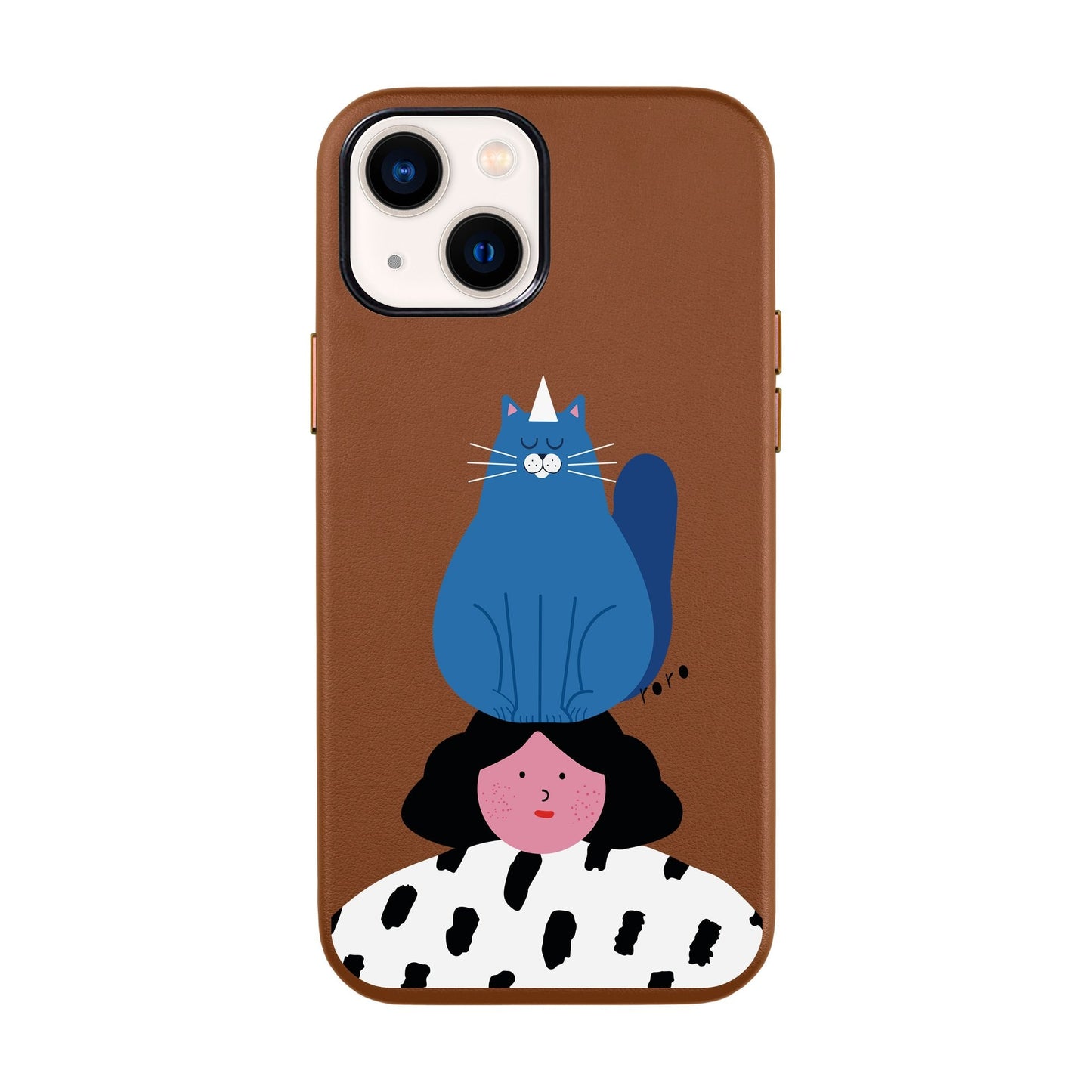 NAUGHTY CAT-iPhone 14 Leather Kılıf
