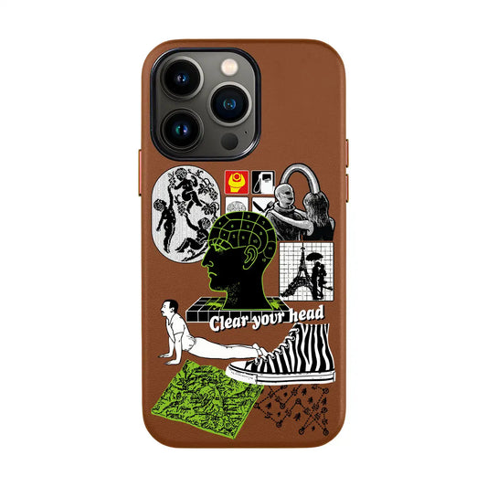 CLEAR YOUR HEAD-iPhone 14 Leather Kılıf