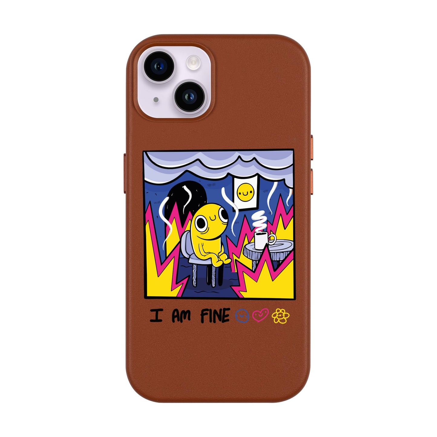 I AM FINE-iPhone 14 Plus Leather Kılıf MagSafe Özellikli