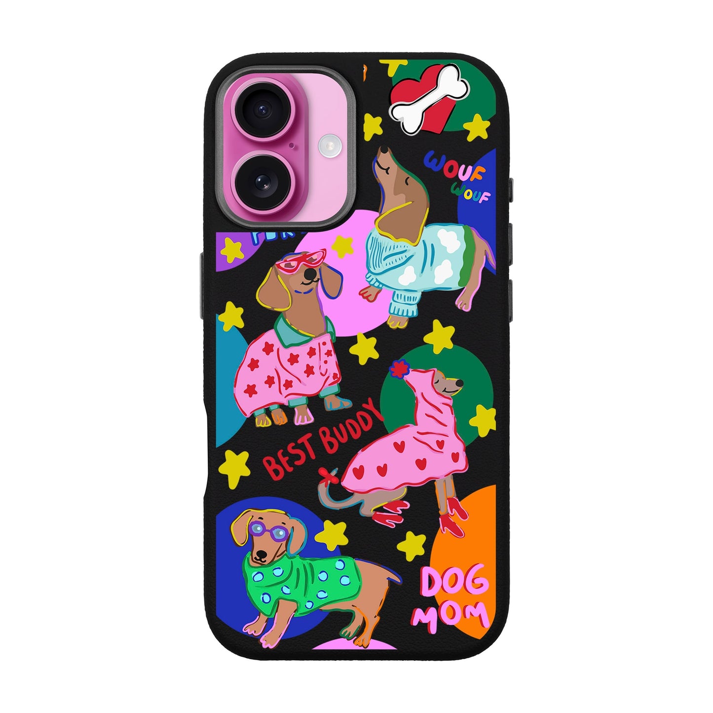 DOG MOM-iPhone 16 Plus Leather Premium Kılıf MagSafe Özellikli