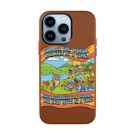 CHANGE THE WORLD-iPhone 14 Leather Kılıf