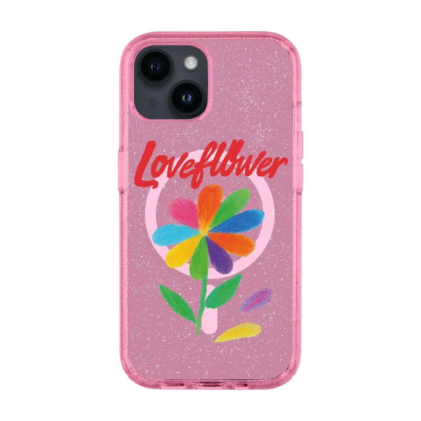 LOVE FLOWER-iPhone 14 Plus Shiny Kılıf MagSafe Özellikli