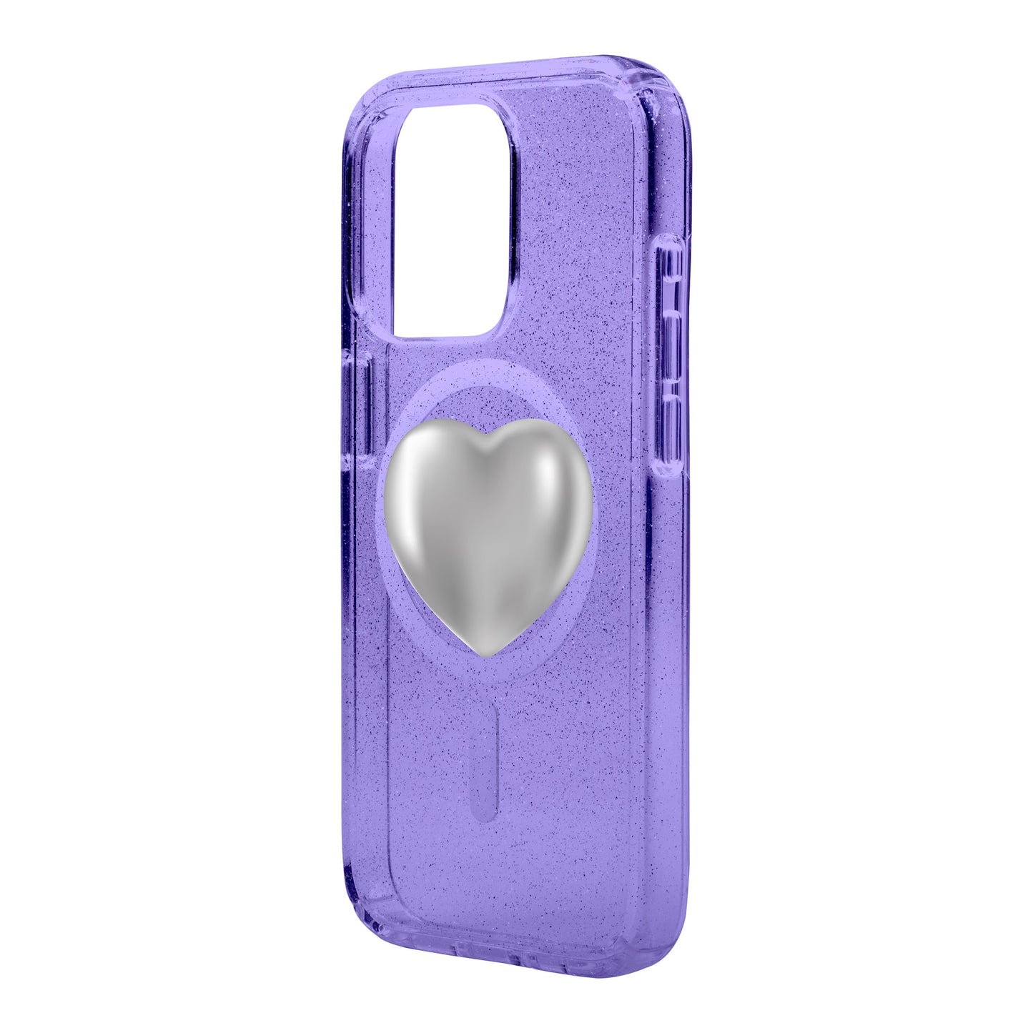 SILVER HEART-iPhone 15 Pro Max Shiny Kılıf MagSafe Özellikli