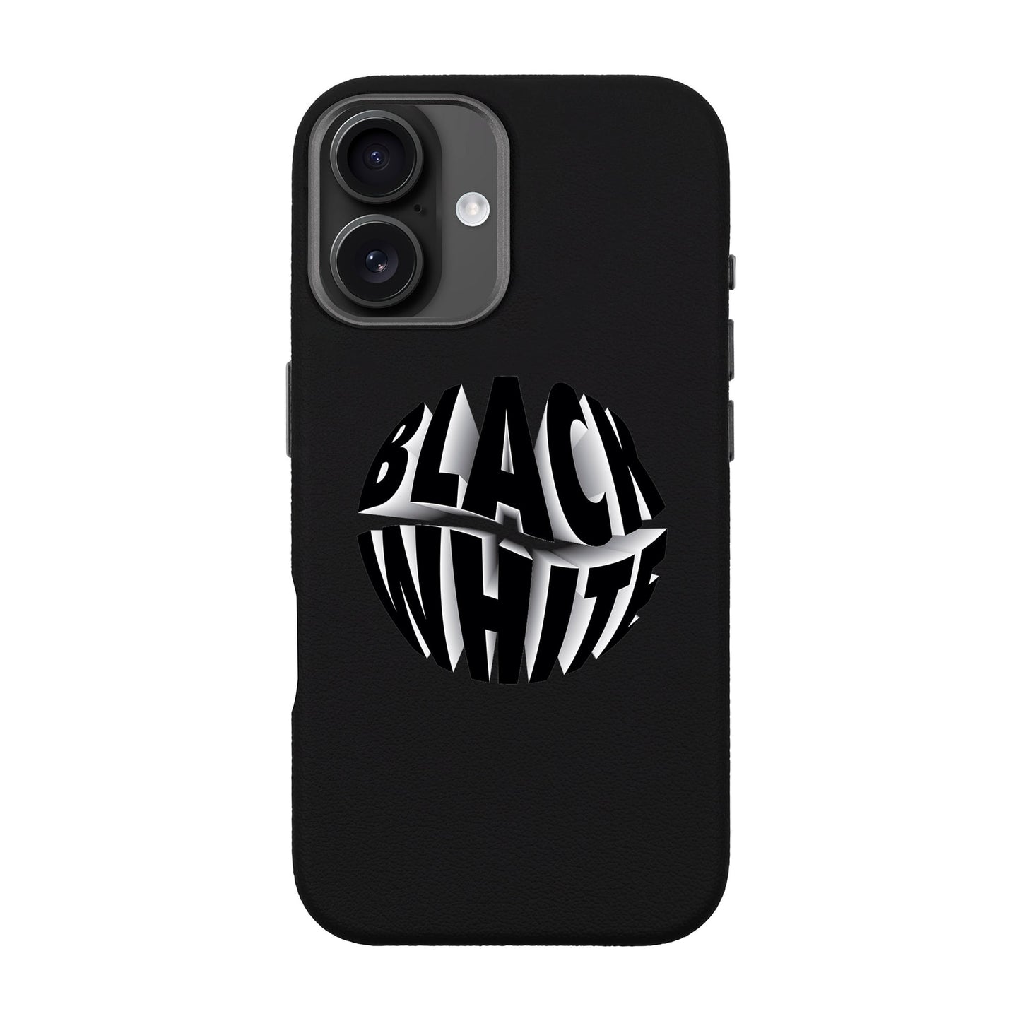 BLACK WHITE-iPhone 16 Plus Leather Premium Kılıf MagSafe Özellikli