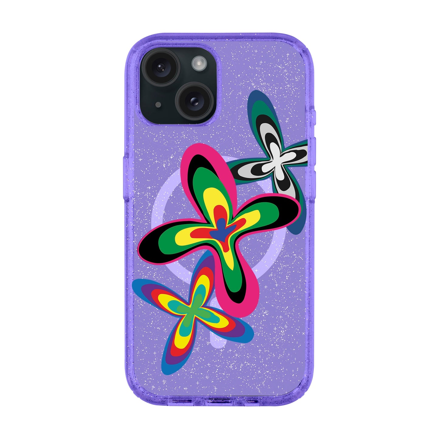 COLOR FLOWER-iPhone 15 Plus Shiny Kılıf MagSafe Özellikli