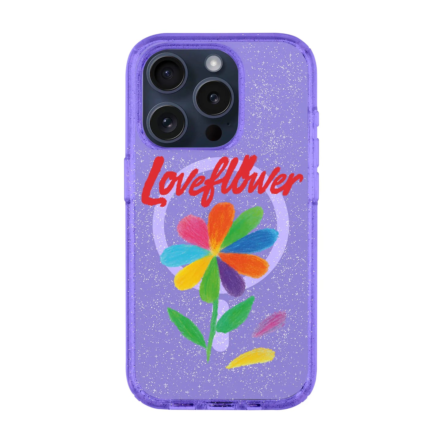 LOVE FLOWER-iPhone 15 Pro Shiny Kılıf MagSafe Özellikli