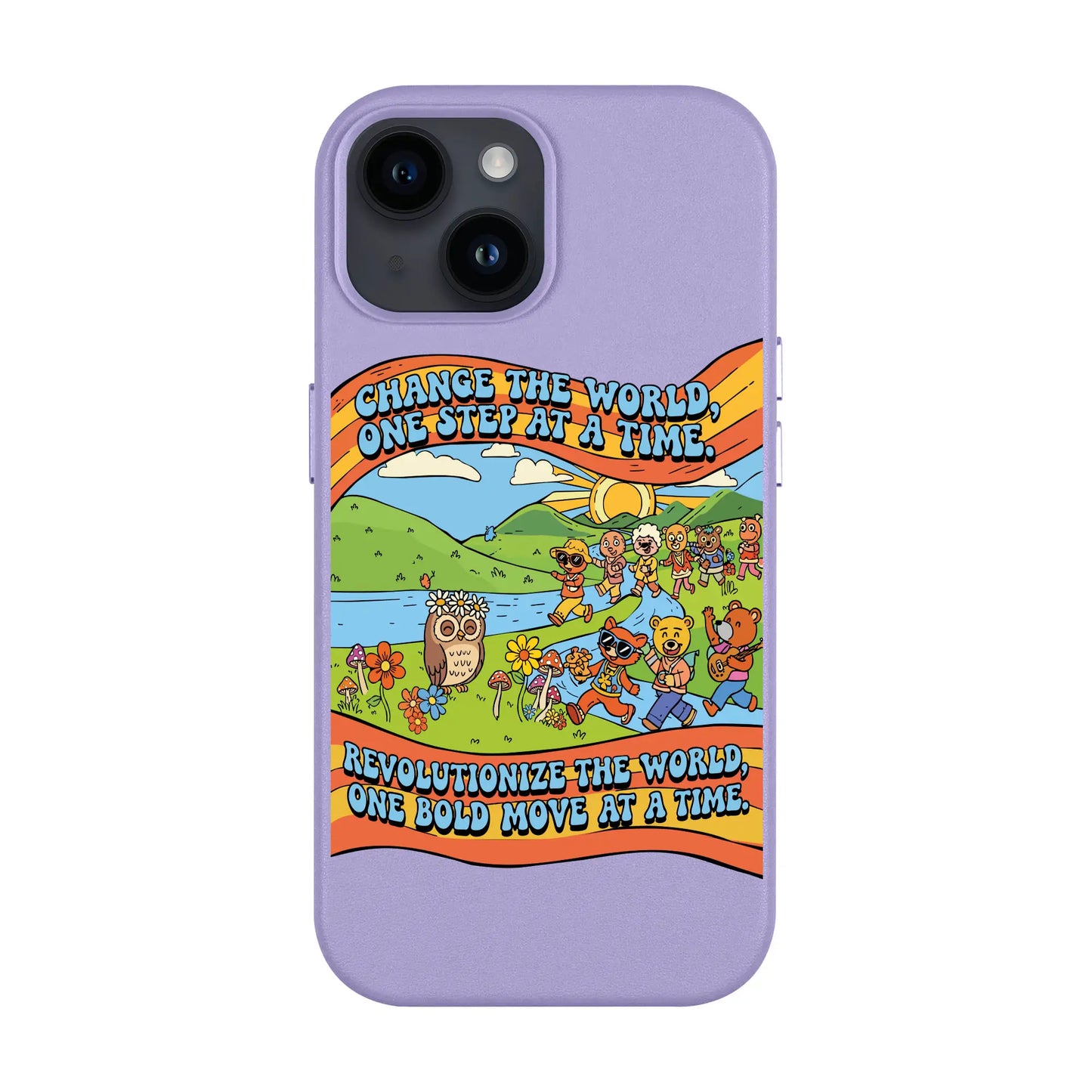 CHANGE THE WORLD-iPhone 14 Leather Kılıf MagSafe Özellikli