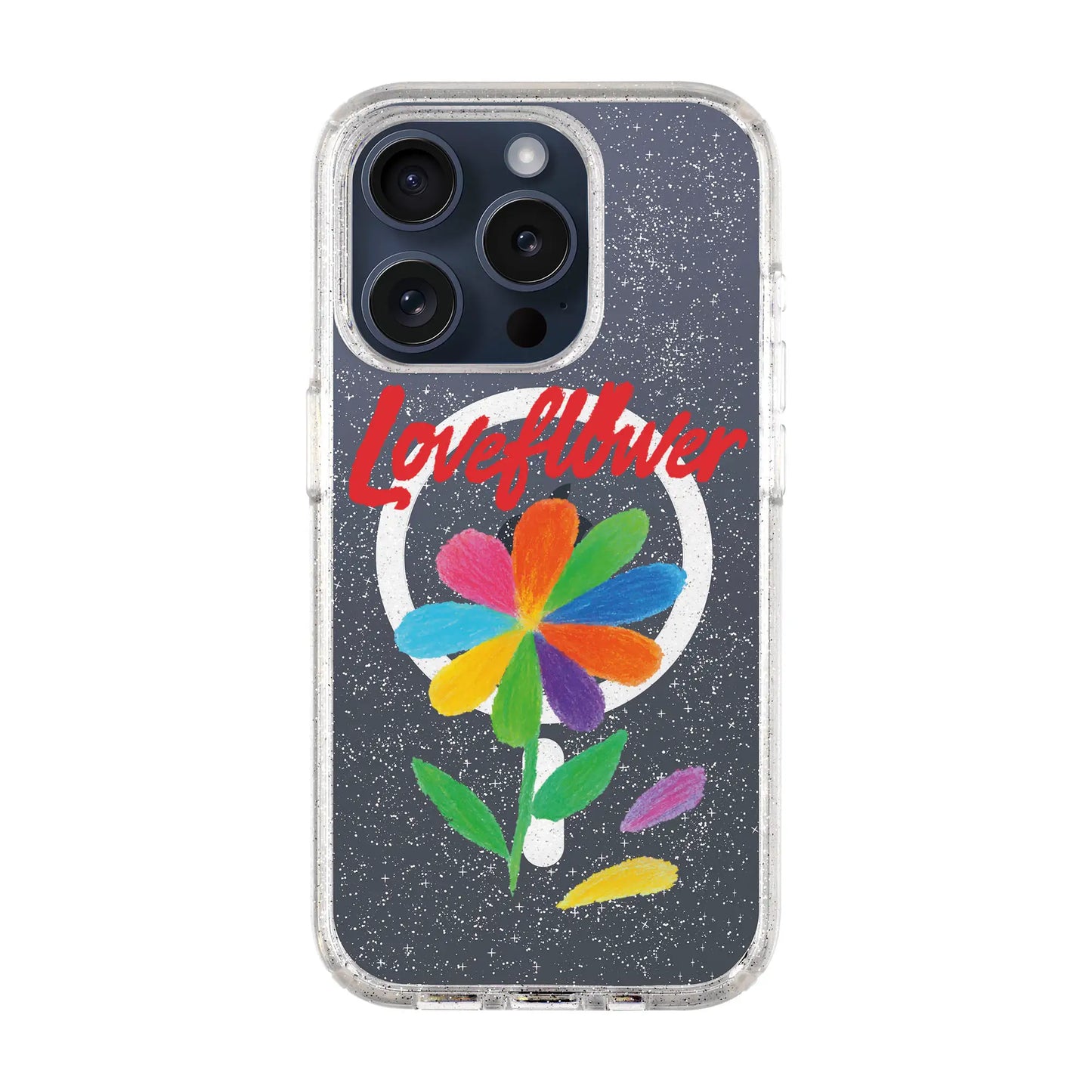 LOVE FLOWER-iPhone 15 Pro Shiny Kılıf MagSafe Özellikli