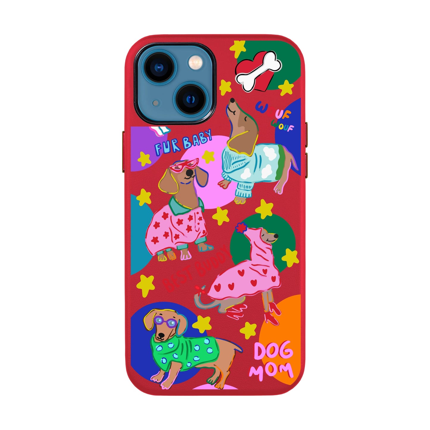 DOG MOM-iPhone 14 Leather Kılıf