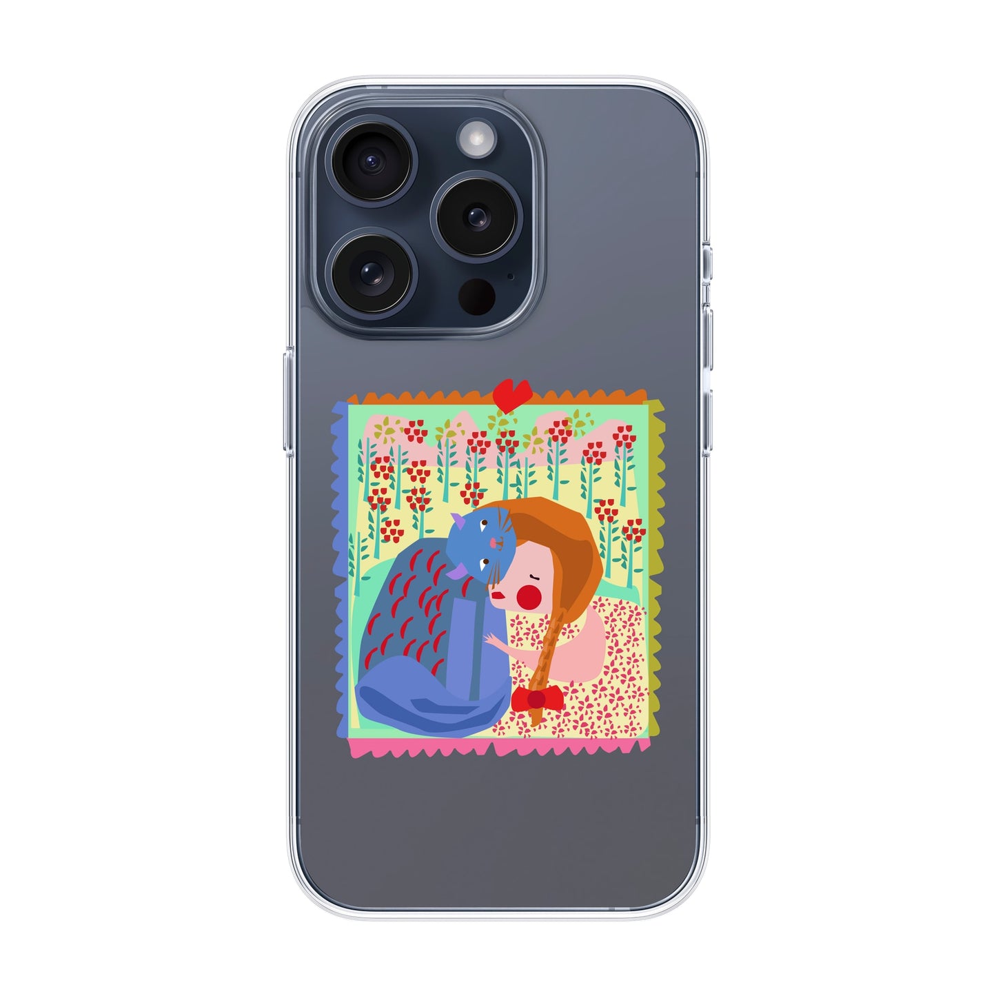 KEDİ POSTA PULU-iPhone 15 Pro Solid Kılıf