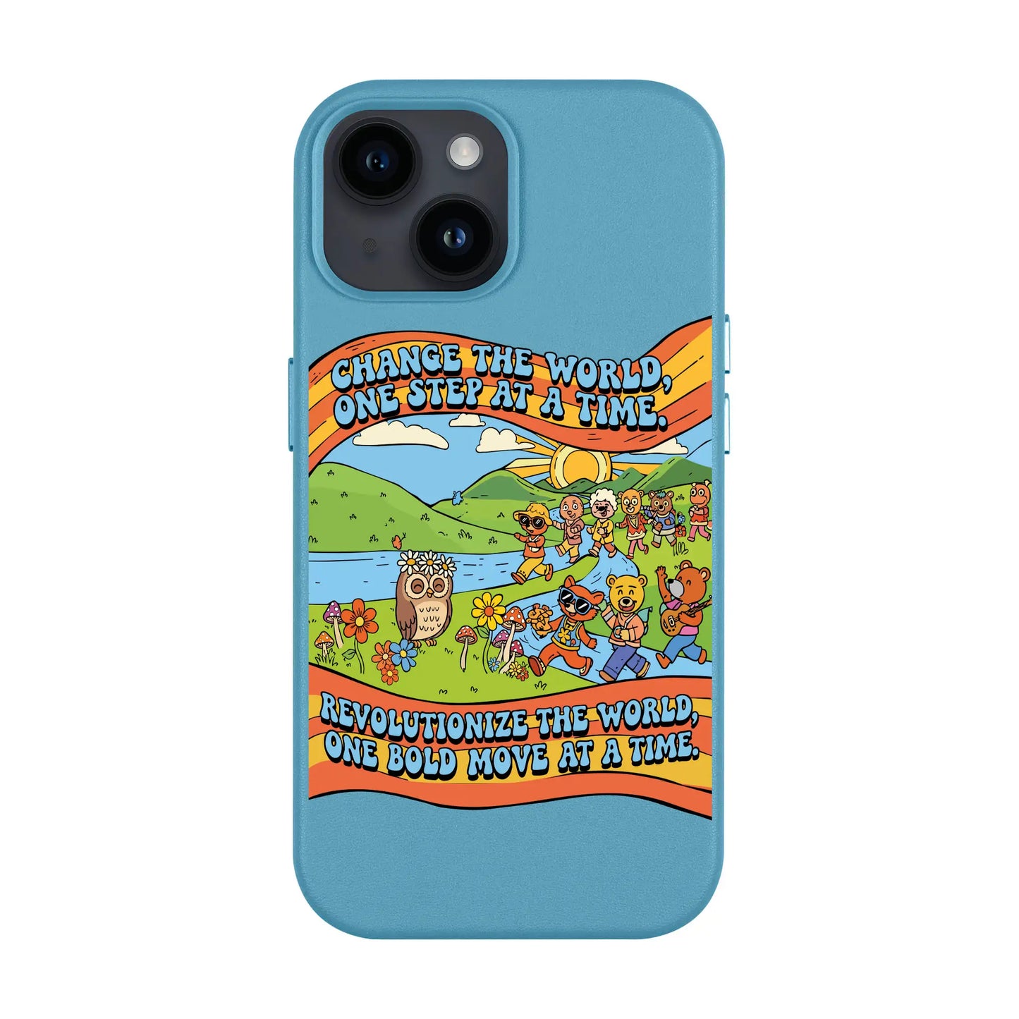 CHANGE THE WORLD-iPhone 14 Leather Kılıf MagSafe Özellikli