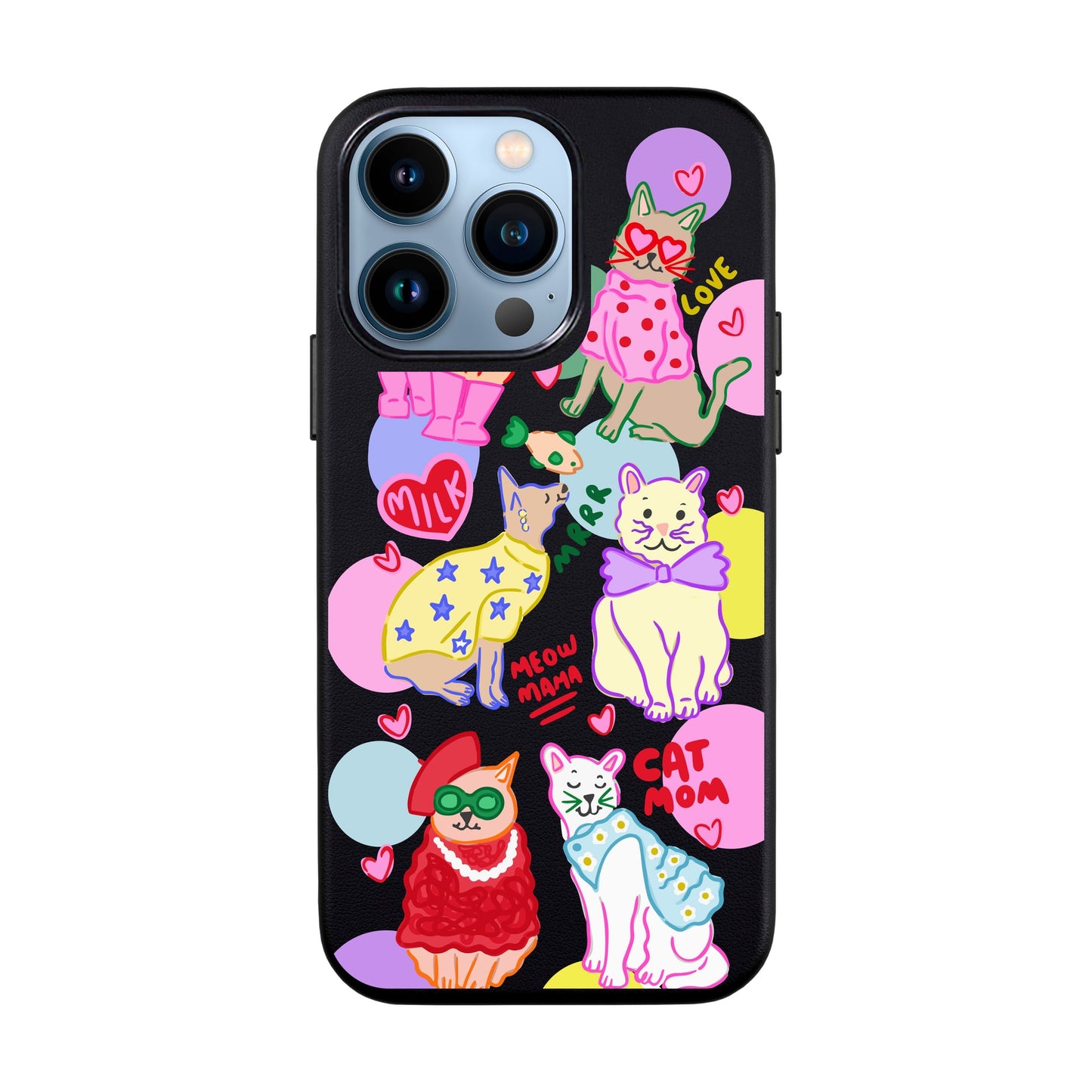 CAT MOM-iPhone 13 Pro Max Leather Kılıf