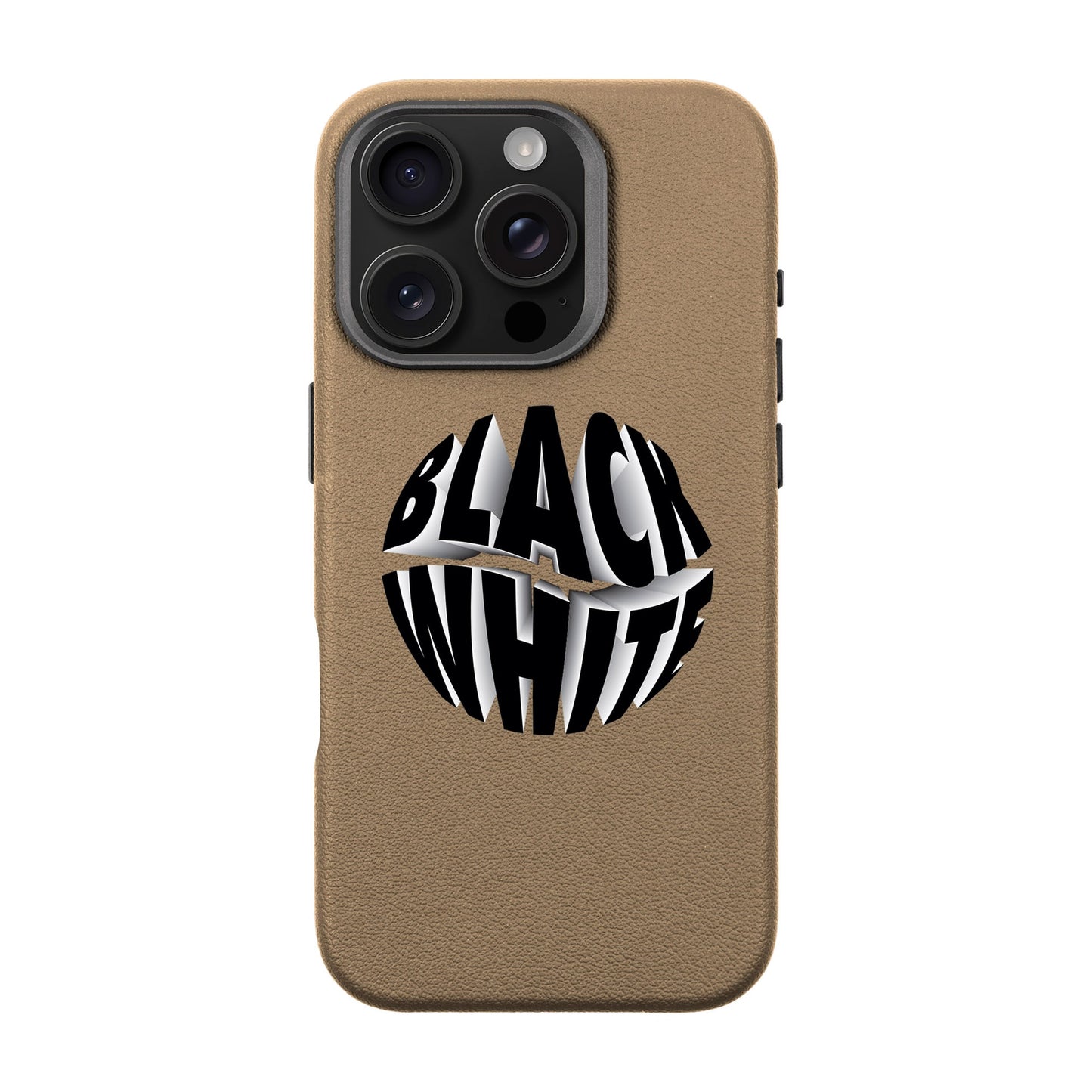 BLACK WHITE-iPhone 16 Pro Leather Premium Kılıf MagSafe Özellikli