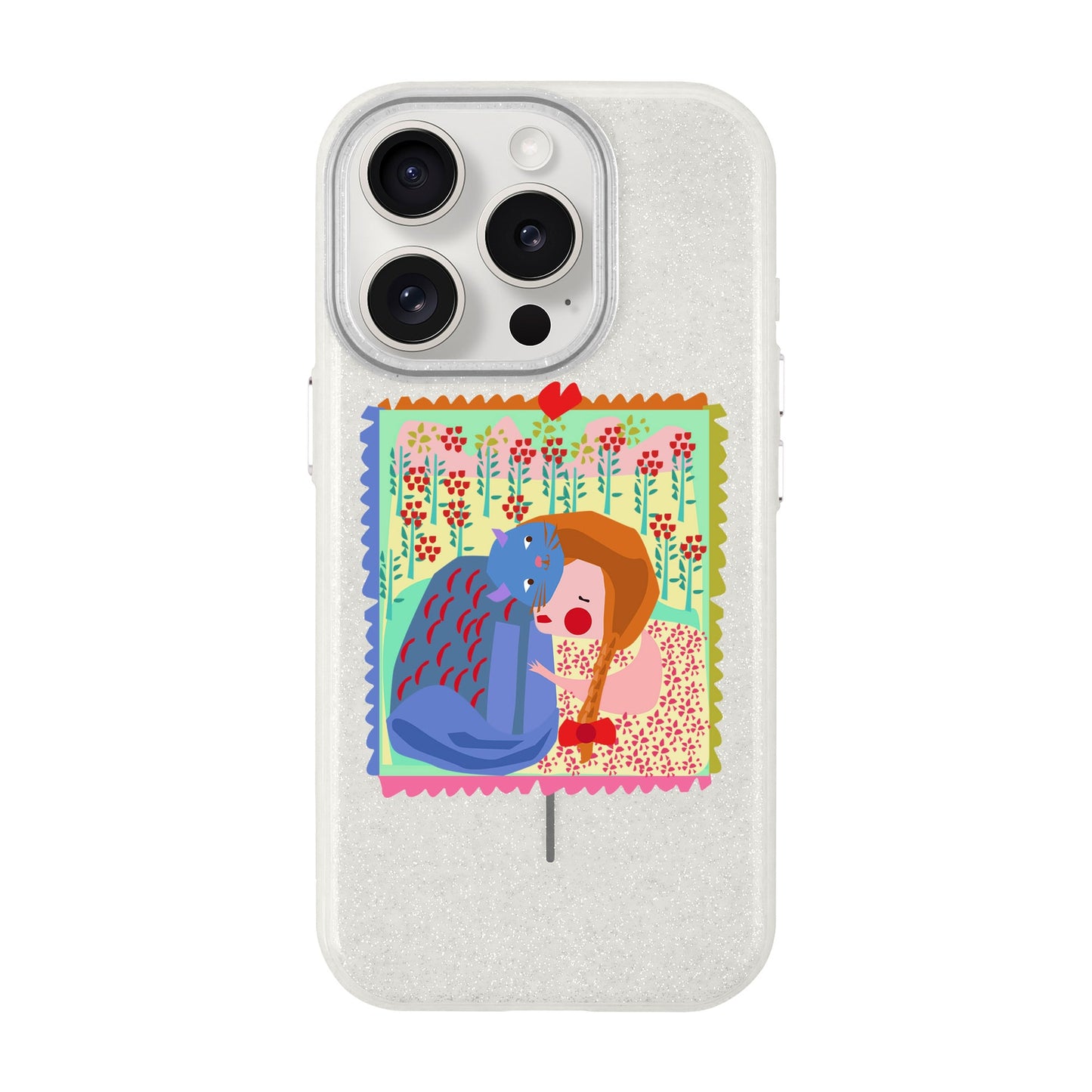 KEDİ POSTA PULU-iPhone 15 Pro Radiant Kılıf MagSafe Özellikli