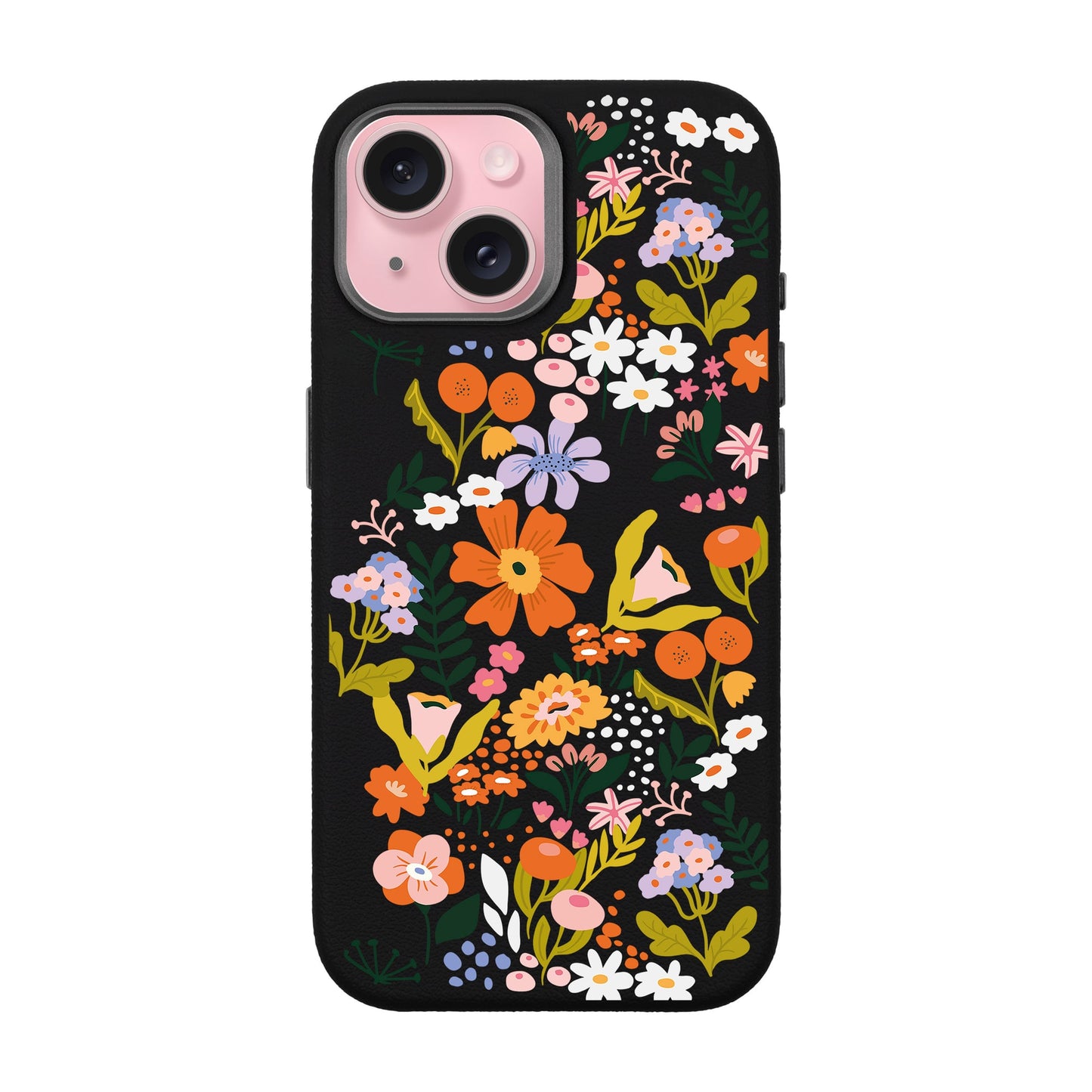 FLOWER-iPhone 15 Leather Premium Kılıf MagSafe Özellikli