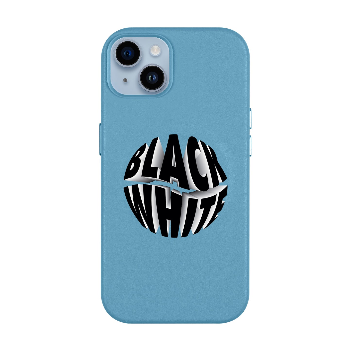 BLACK WHITE-iPhone 14 Plus Leather Kılıf MagSafe Özellikli