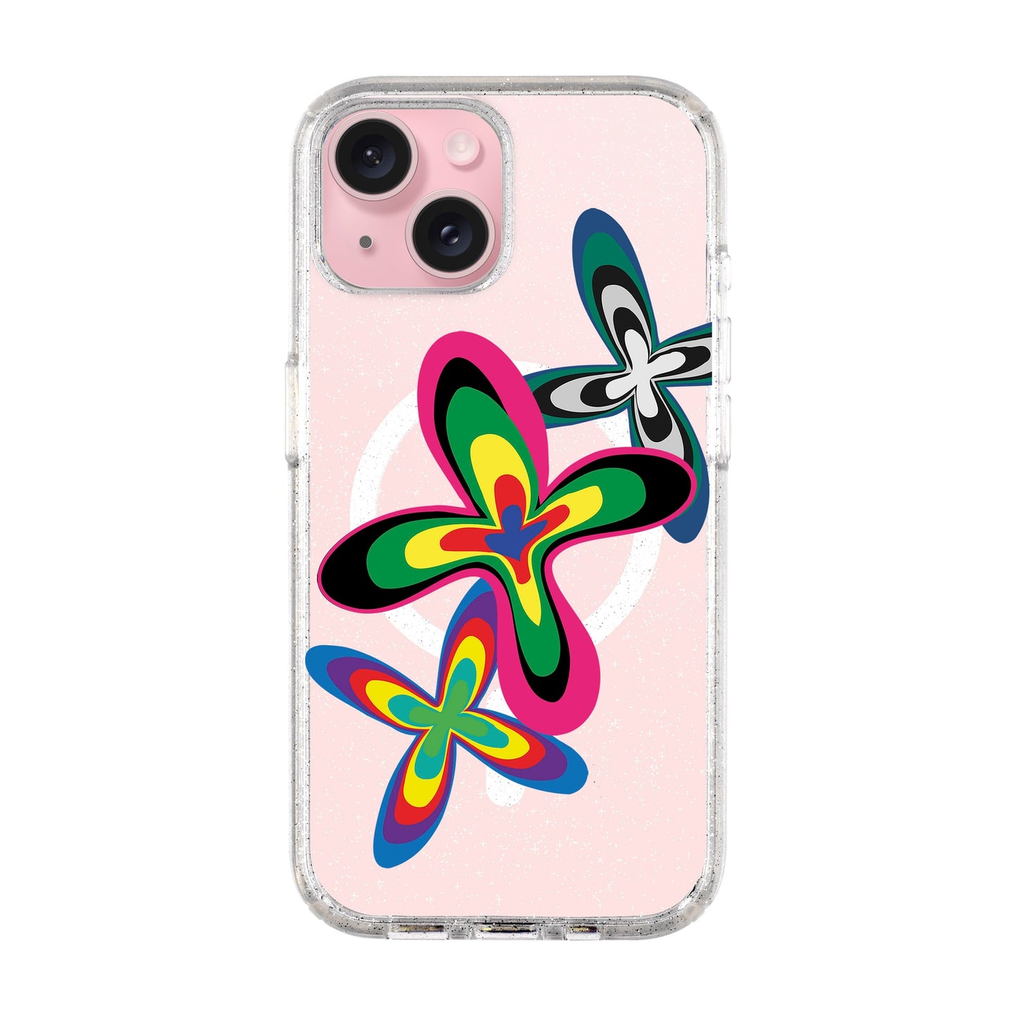 COLOR FLOWER-iPhone 15 Plus Shiny Kılıf MagSafe Özellikli