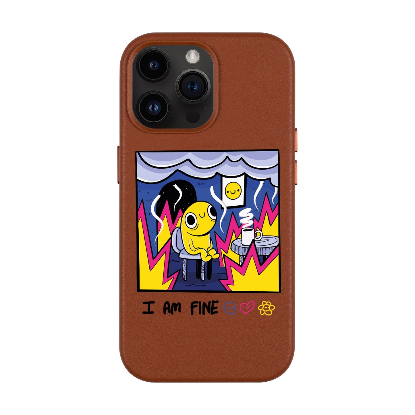 I AM FINE-iPhone 14 Pro Max Leather Kılıf MagSafe Özellikli