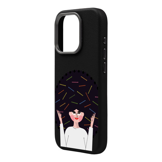 TANGLES OF HAPPINESS-Leather Premium Kılıf MagSafe Özellikli - iPhone 16 Plus