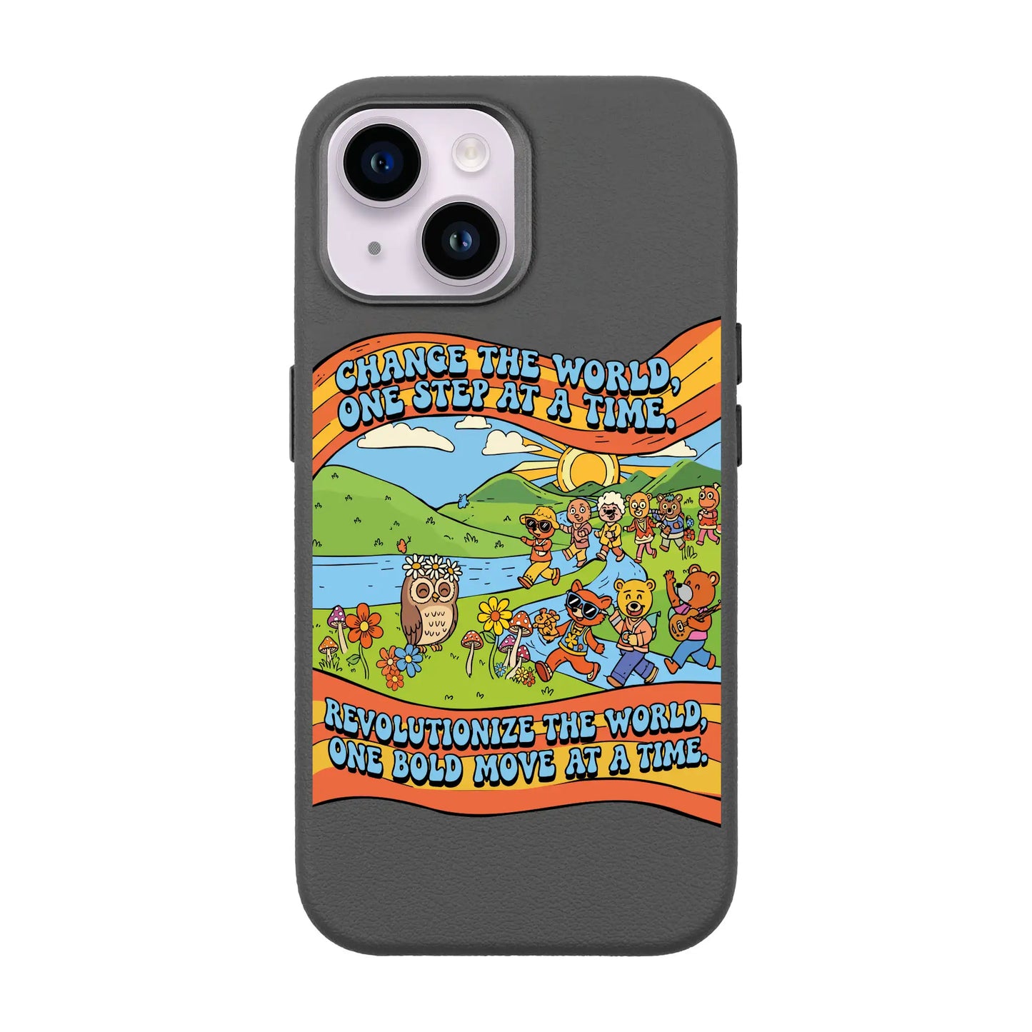 CHANGE THE WORLD-iPhone 14 Leather Premium Kılıf MagSafe Özellikli
