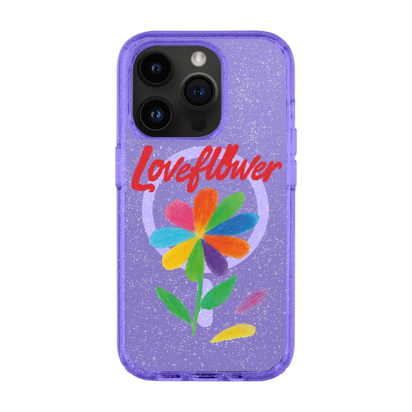 LOVE FLOWER-iPhone 14 Pro Shiny Kılıf MagSafe Özellikli