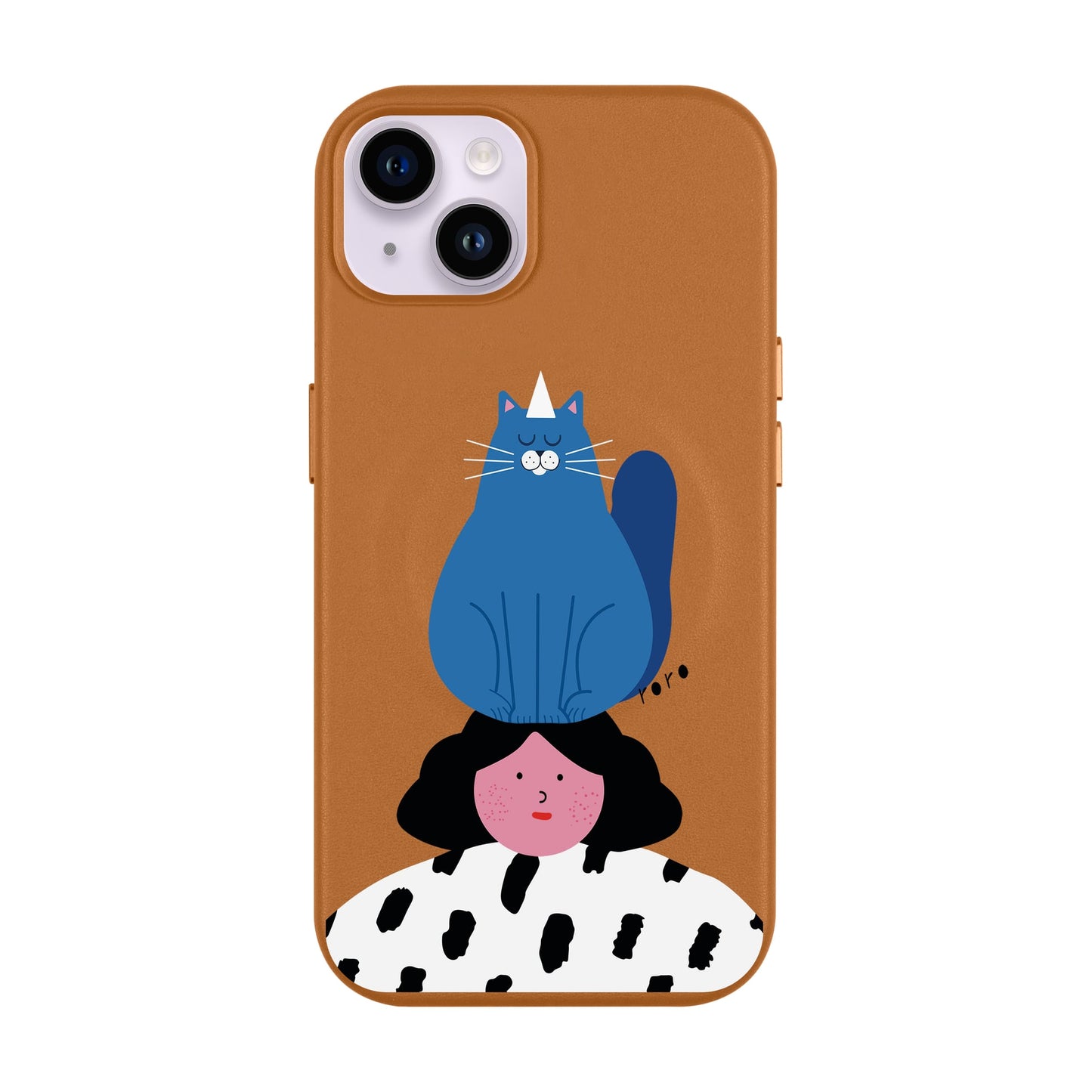 NAUGHTY CAT-iPhone 14 Plus Leather Kılıf MagSafe Özellikli