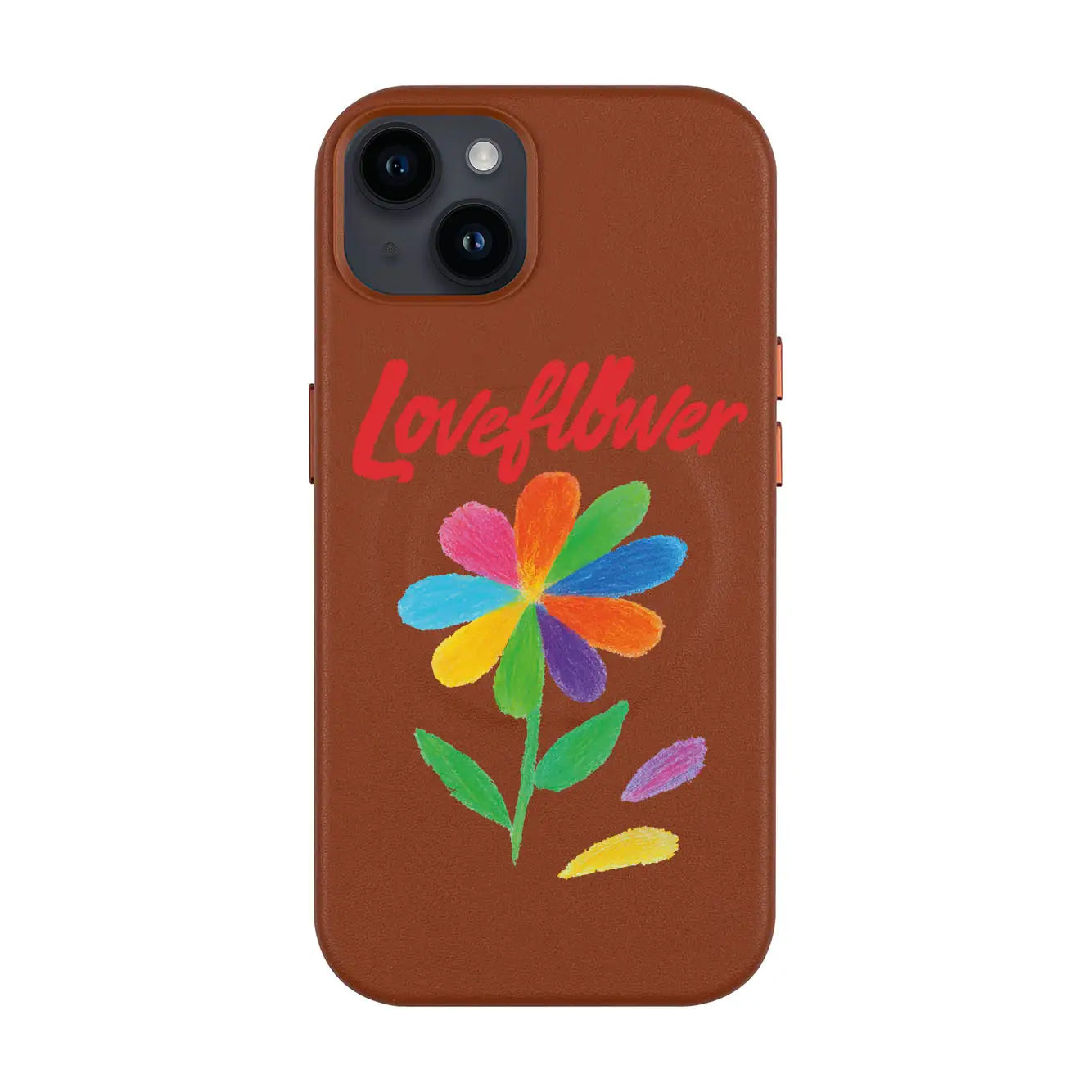 LOVE FLOWER-iPhone 14 Plus Leather Kılıf MagSafe Özellikli