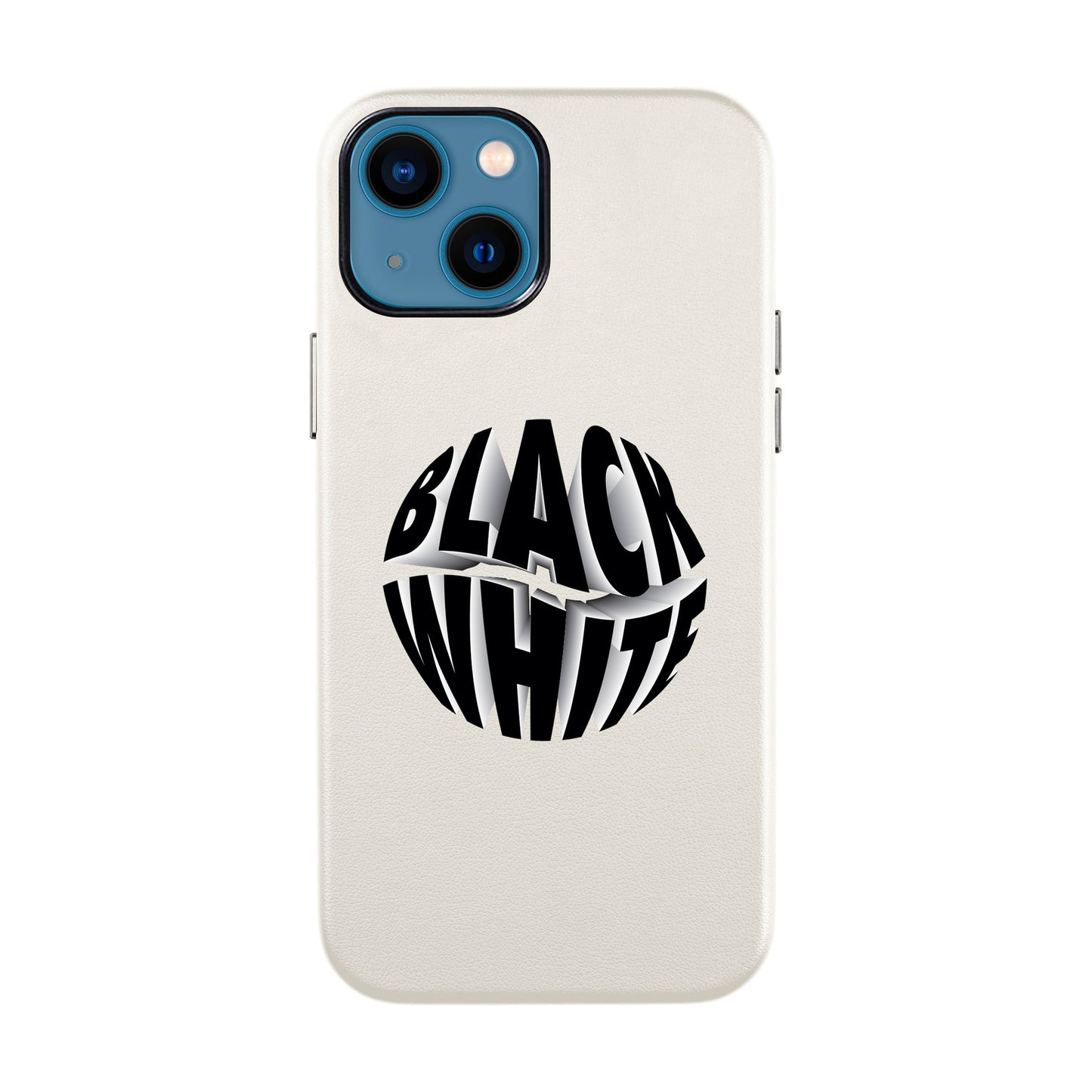 BLACK WHITE-iPhone 13 Mini Leather Kılıf