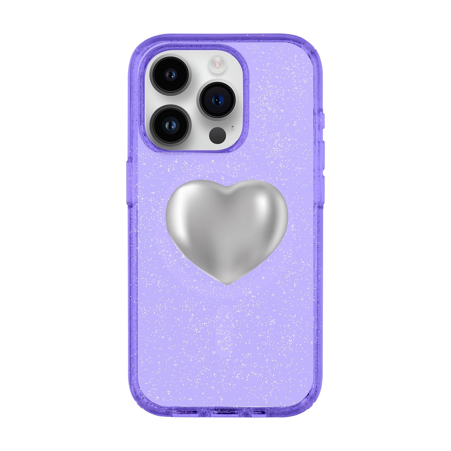 SILVER HEART-iPhone 14 Pro Shiny Kılıf MagSafe Özellikli