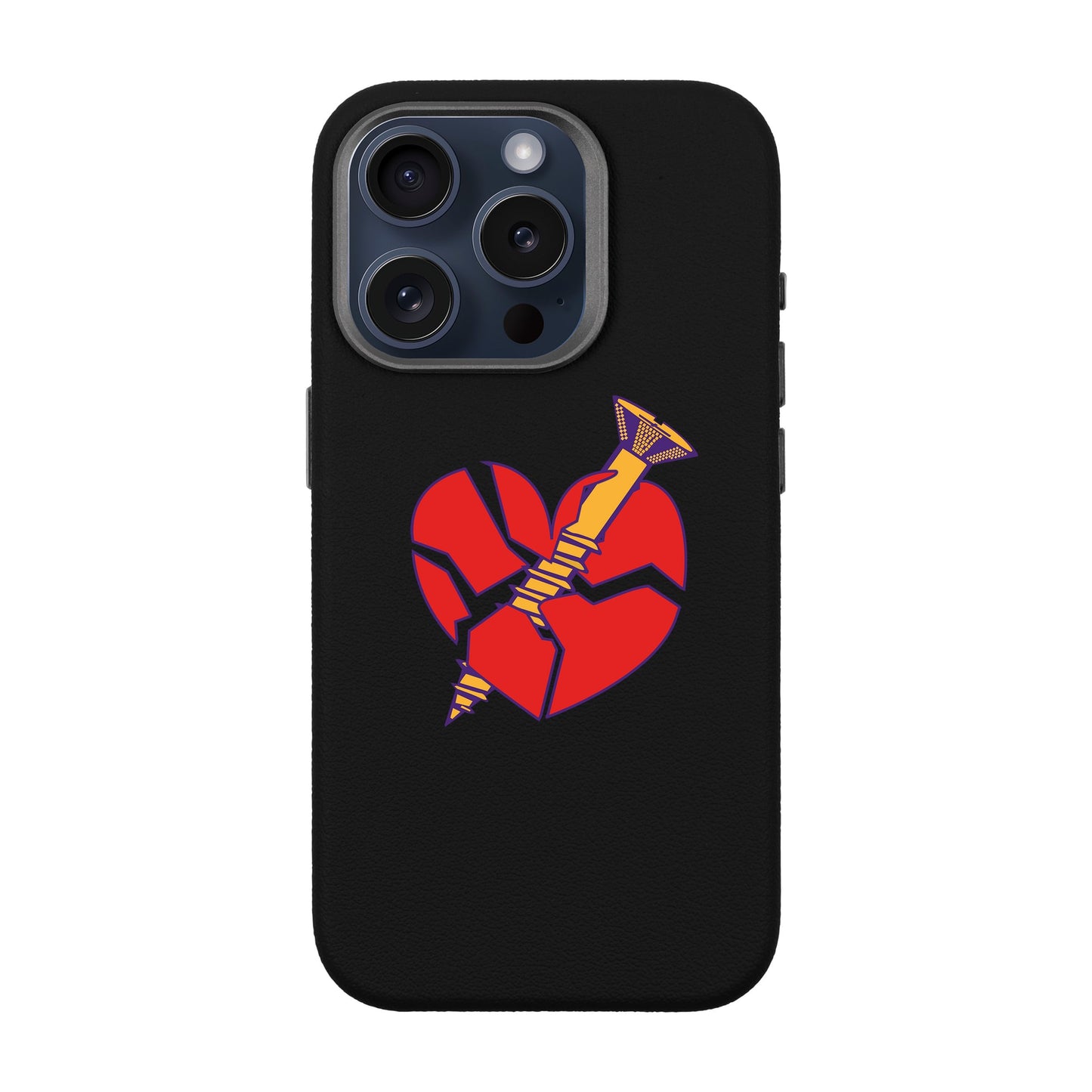 BROKEN HEART-iPhone 15 Pro Leather Premium Kılıf MagSafe Özellikli