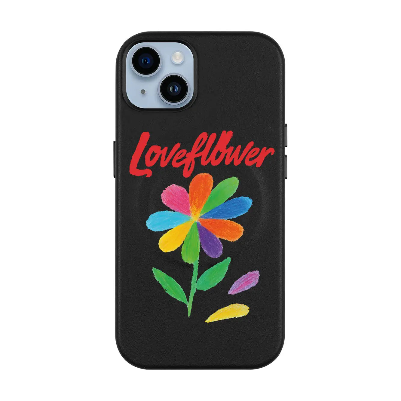 LOVE FLOWER-iPhone 14 Plus Leather Kılıf MagSafe Özellikli