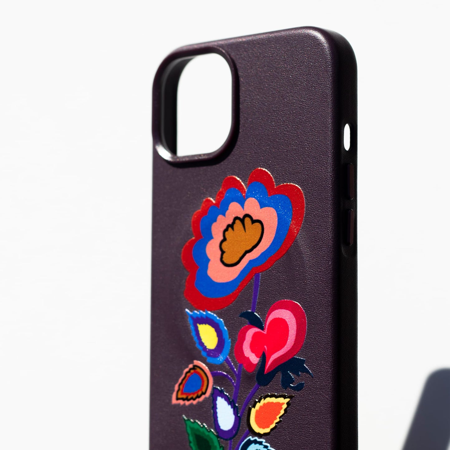 KNITTED FLOWER-iPhone 14 Plus Leather Kılıf MagSafe Özellikli