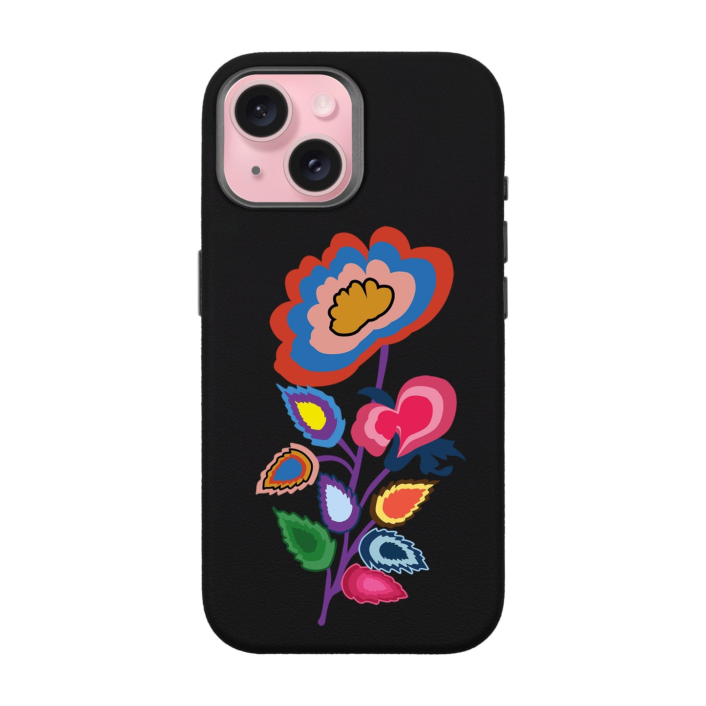 KNITTED FLOWER-iPhone 15 Leather Premium Kılıf MagSafe Özellikli