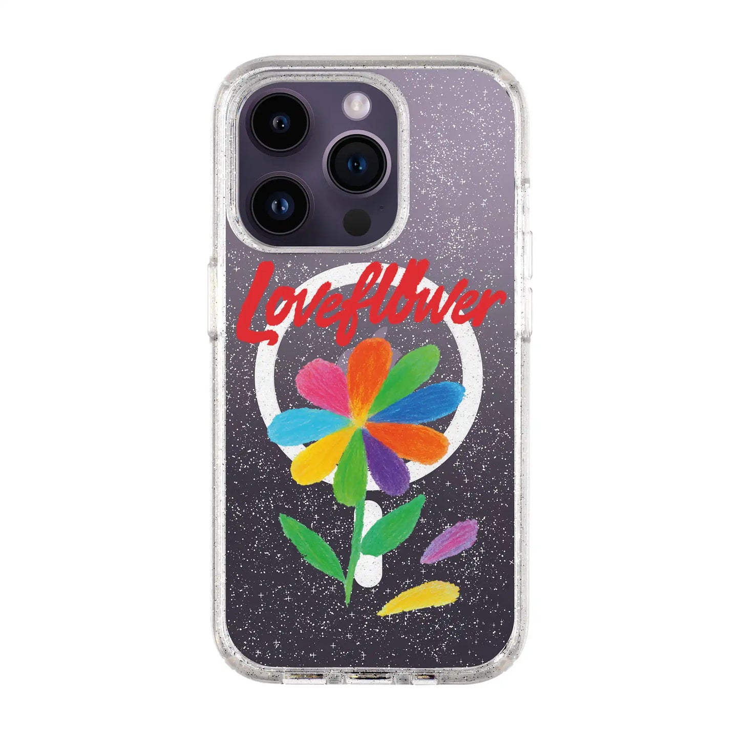 LOVE FLOWER-iPhone 14 Pro Shiny Kılıf MagSafe Özellikli