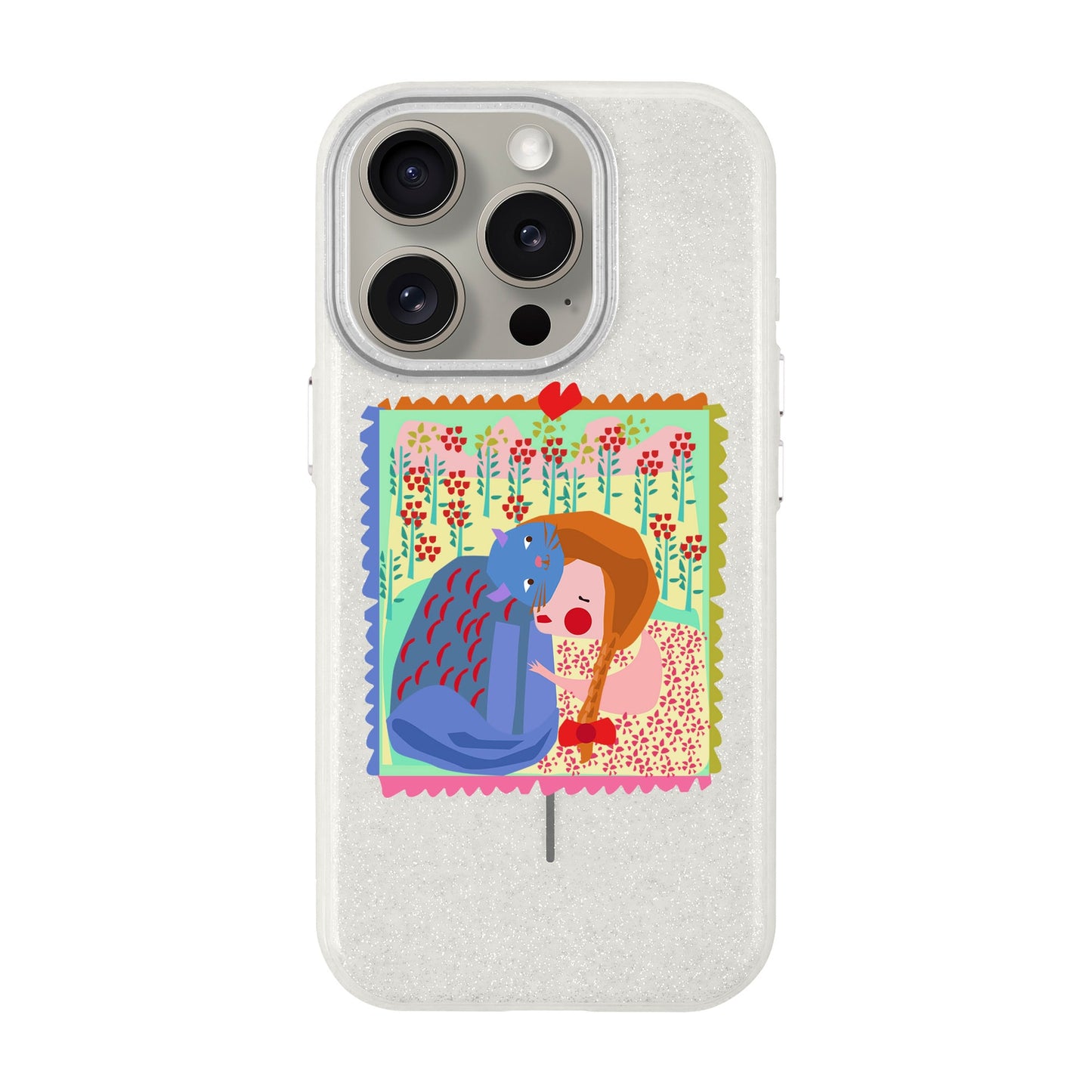 KEDİ POSTA PULU-iPhone 15 Pro Radiant Kılıf MagSafe Özellikli