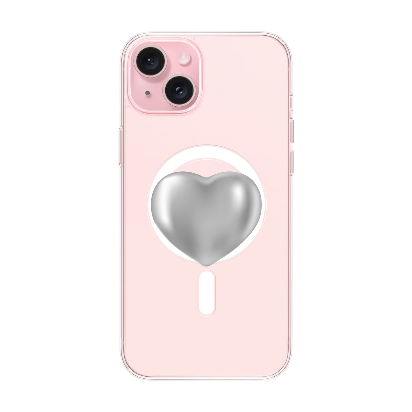 SILVER HEART-iPhone 15 Plus Solid Kılıf MagSafe Özellikli