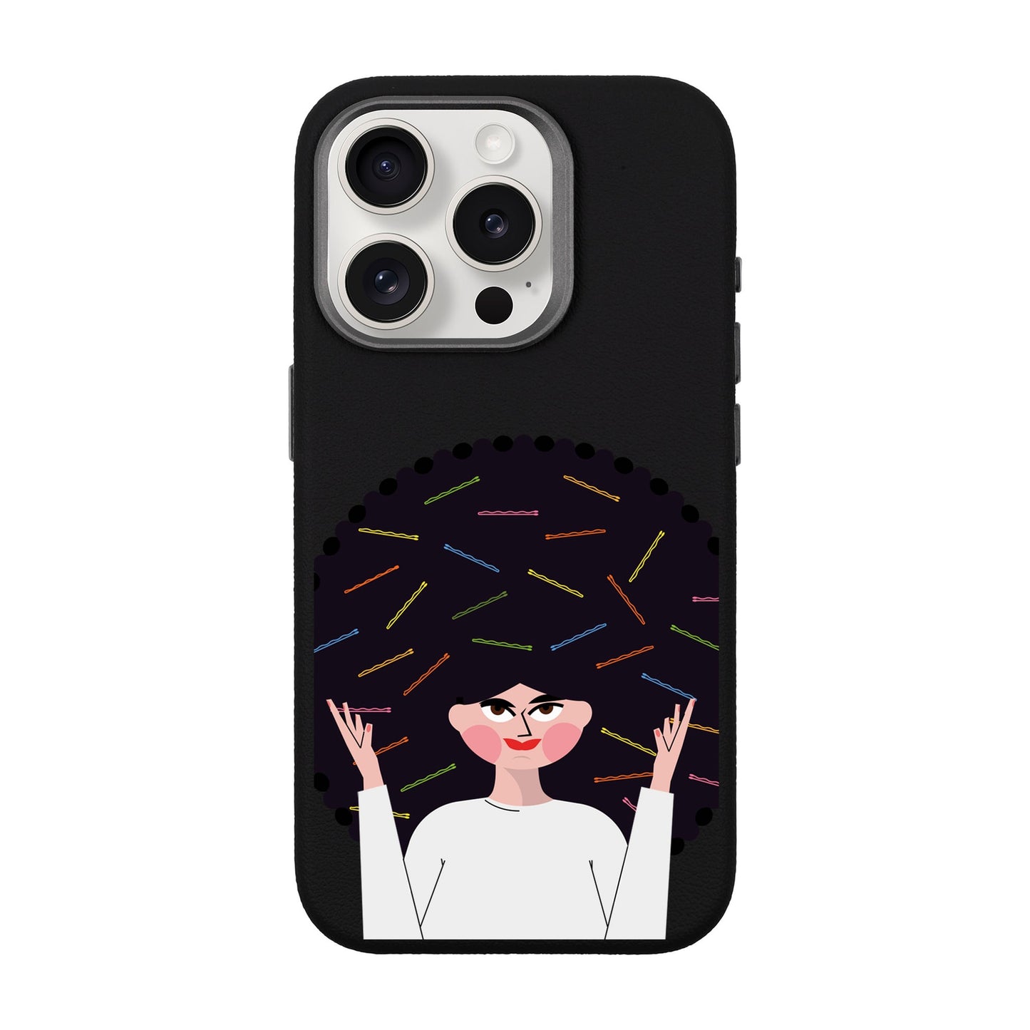 TANGLES OF HAPPINESS-iPhone 15 Pro Leather Premium Kılıf MagSafe Özellikli