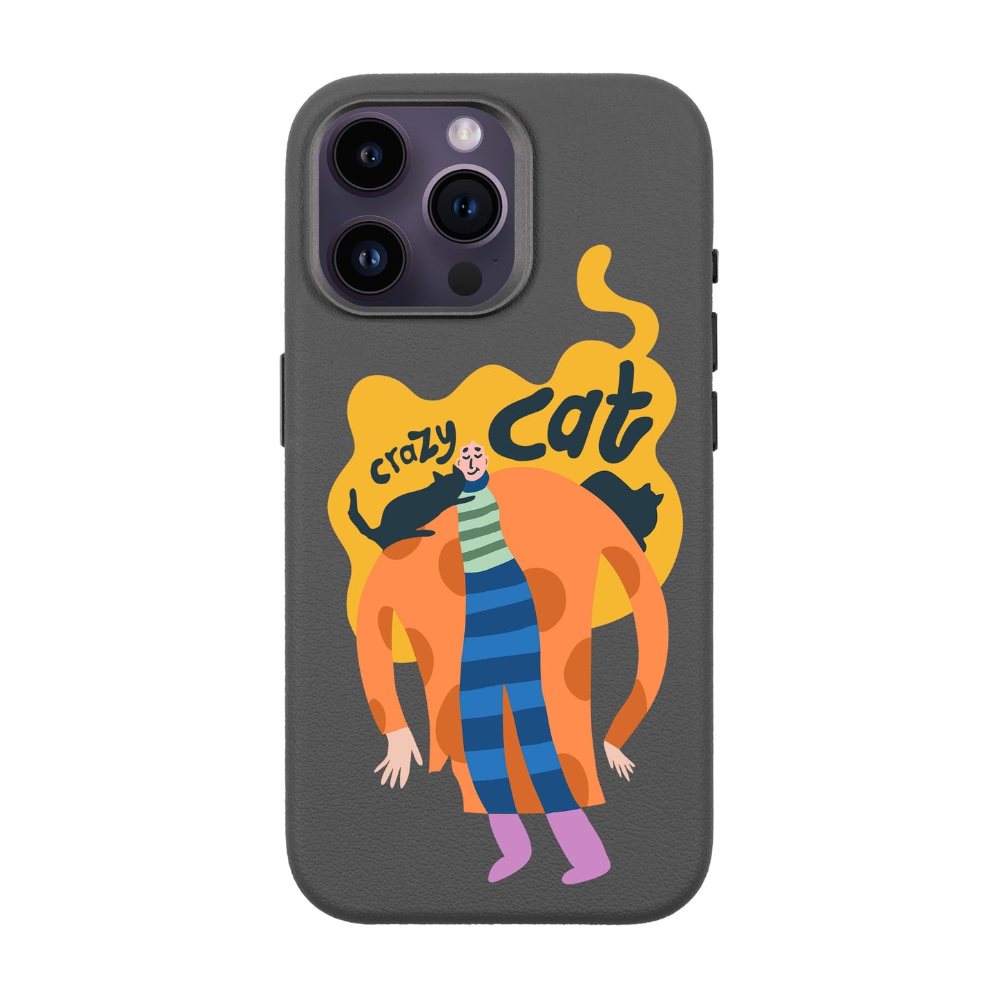CRAZY CAT-iPhone 14 Pro Max Leather Premium Kılıf MagSafe Özellikli