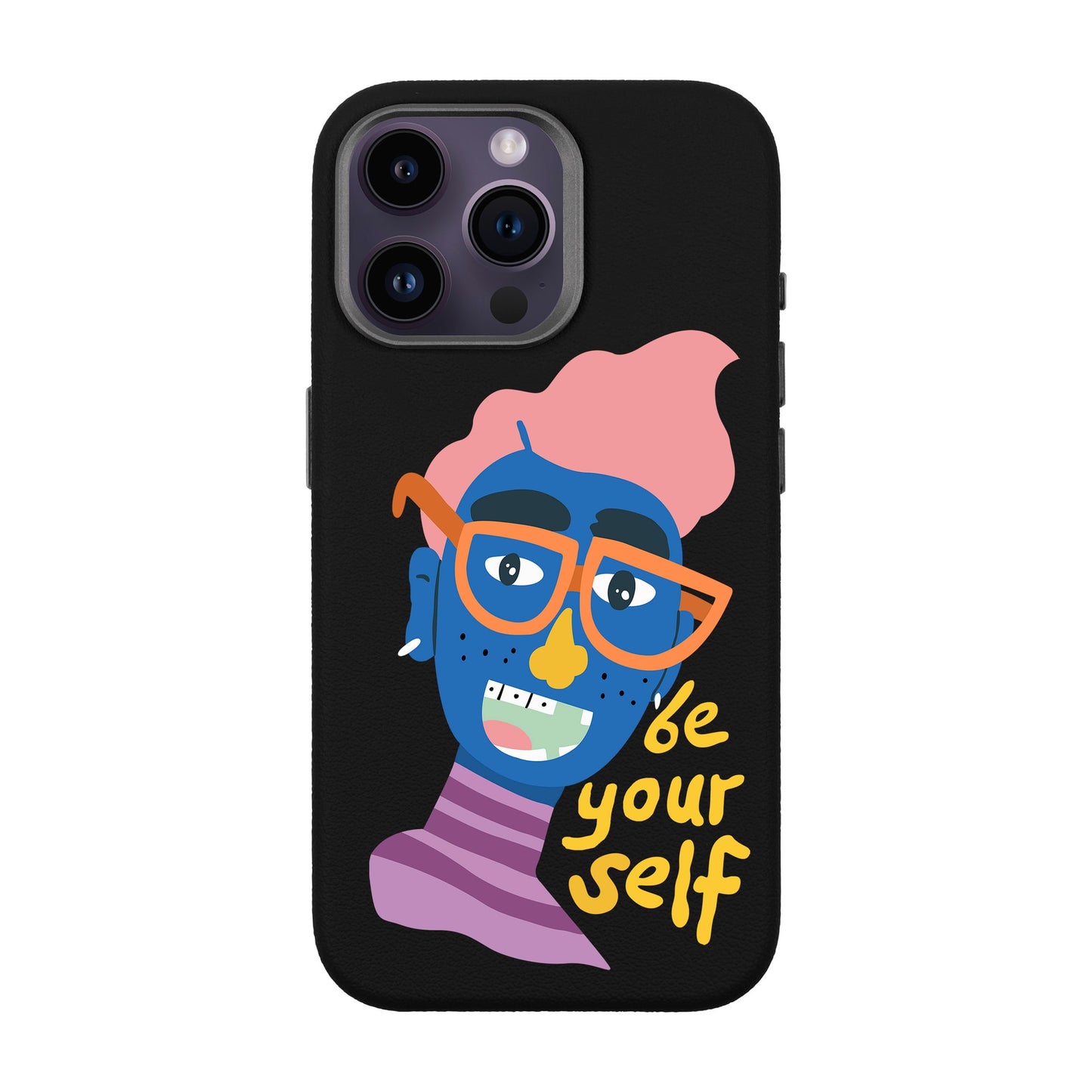 BE YOURSELF-iPhone 14 Pro Max Leather Premium Kılıf MagSafe Özellikli