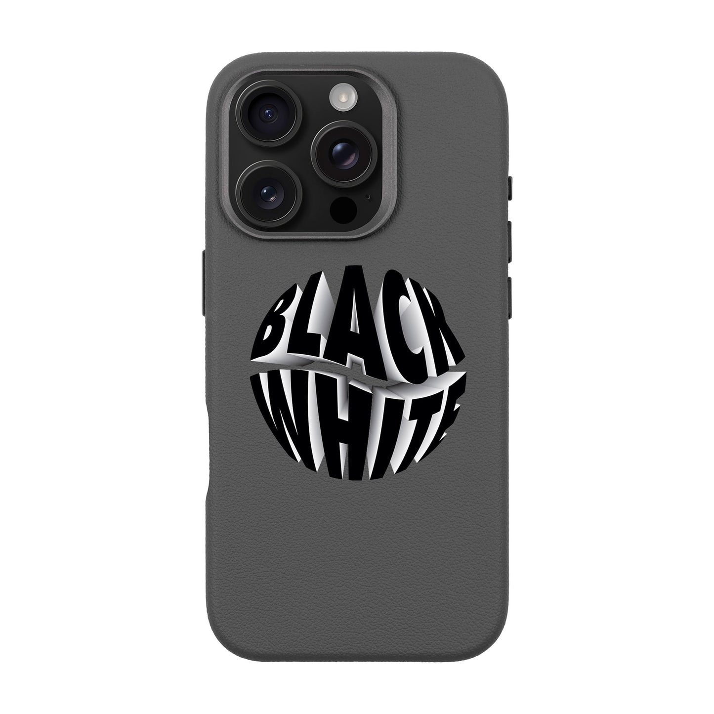 BLACK WHITE-iPhone 16 Pro Leather Premium Kılıf MagSafe Özellikli