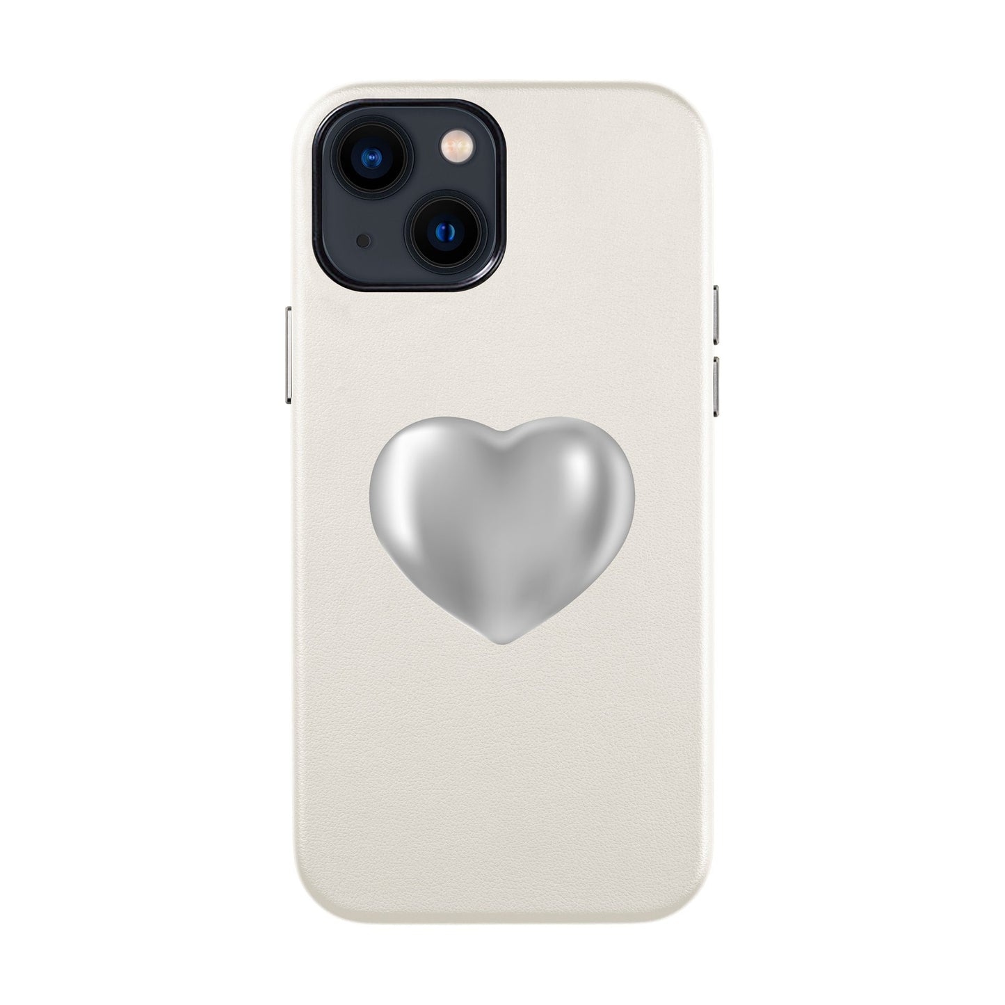 SILVER HEART-iPhone 14 Leather Kılıf