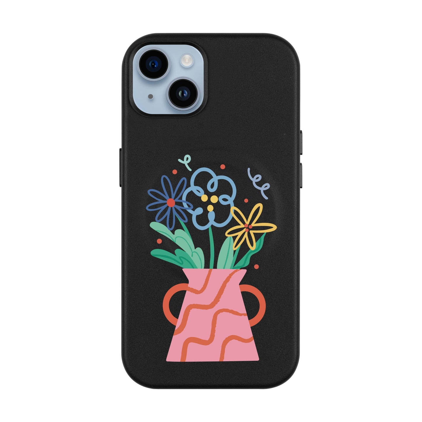 PINK VASE-iPhone 14 Plus Leather Kılıf MagSafe Özellikli